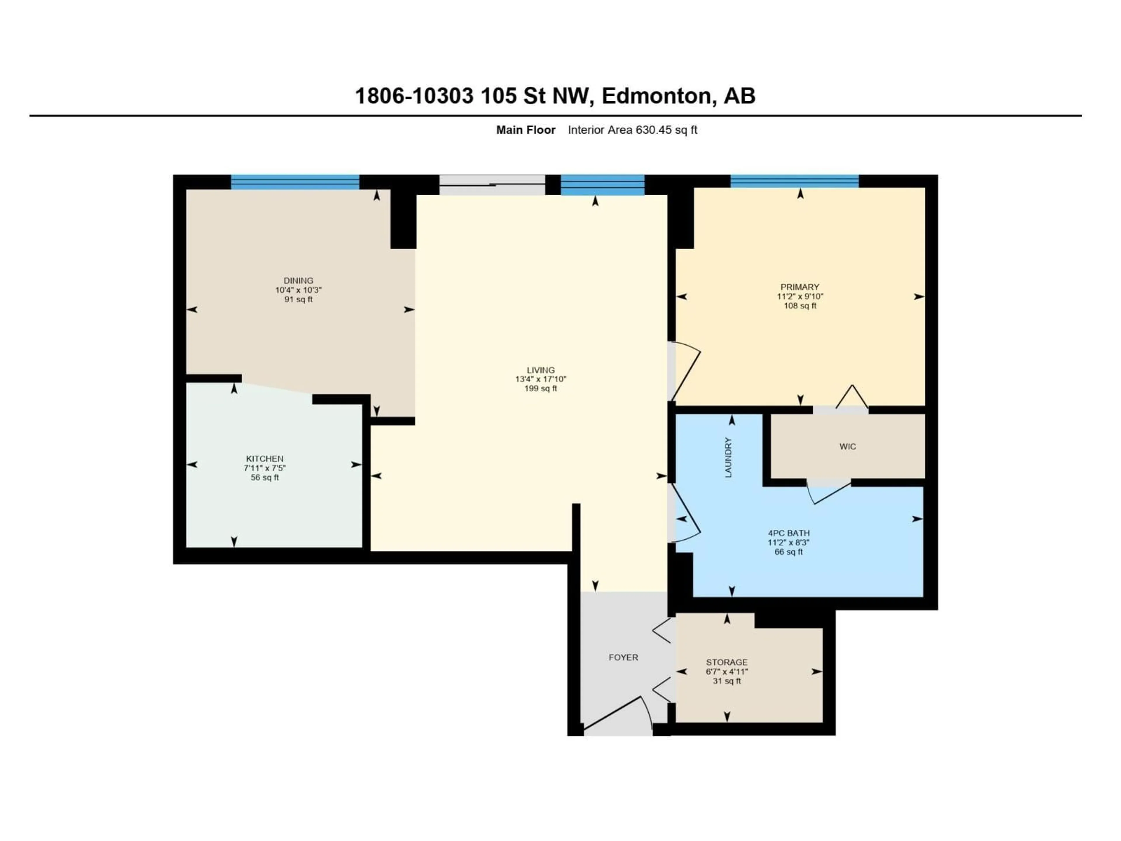 Floor plan for 10303 - 1806 105 ST NW, Edmonton Alberta T5J5G3