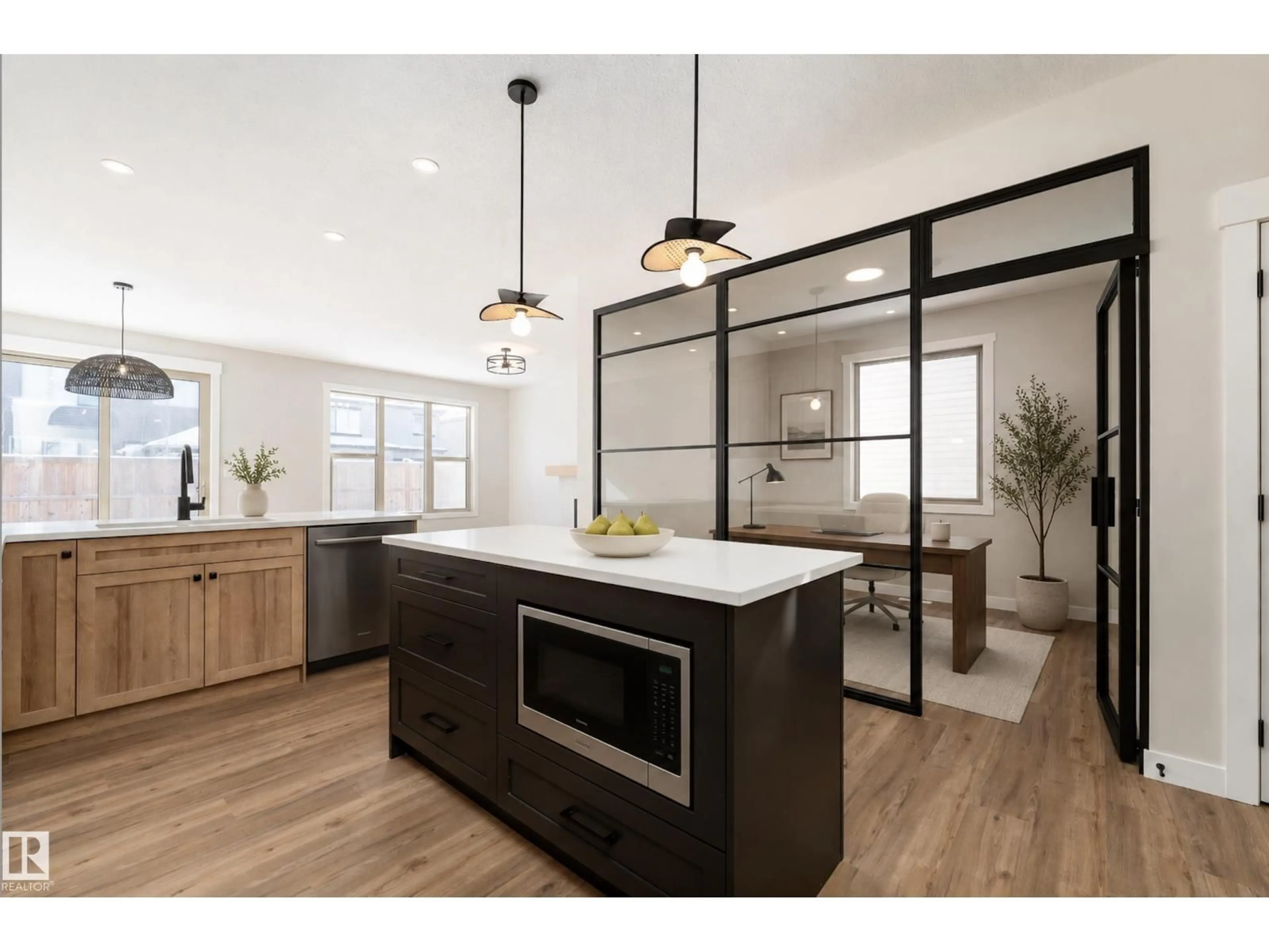 Open concept kitchen, wood/laminate floor for 10 GABLE CM, Spruce Grove Alberta T7X2W2