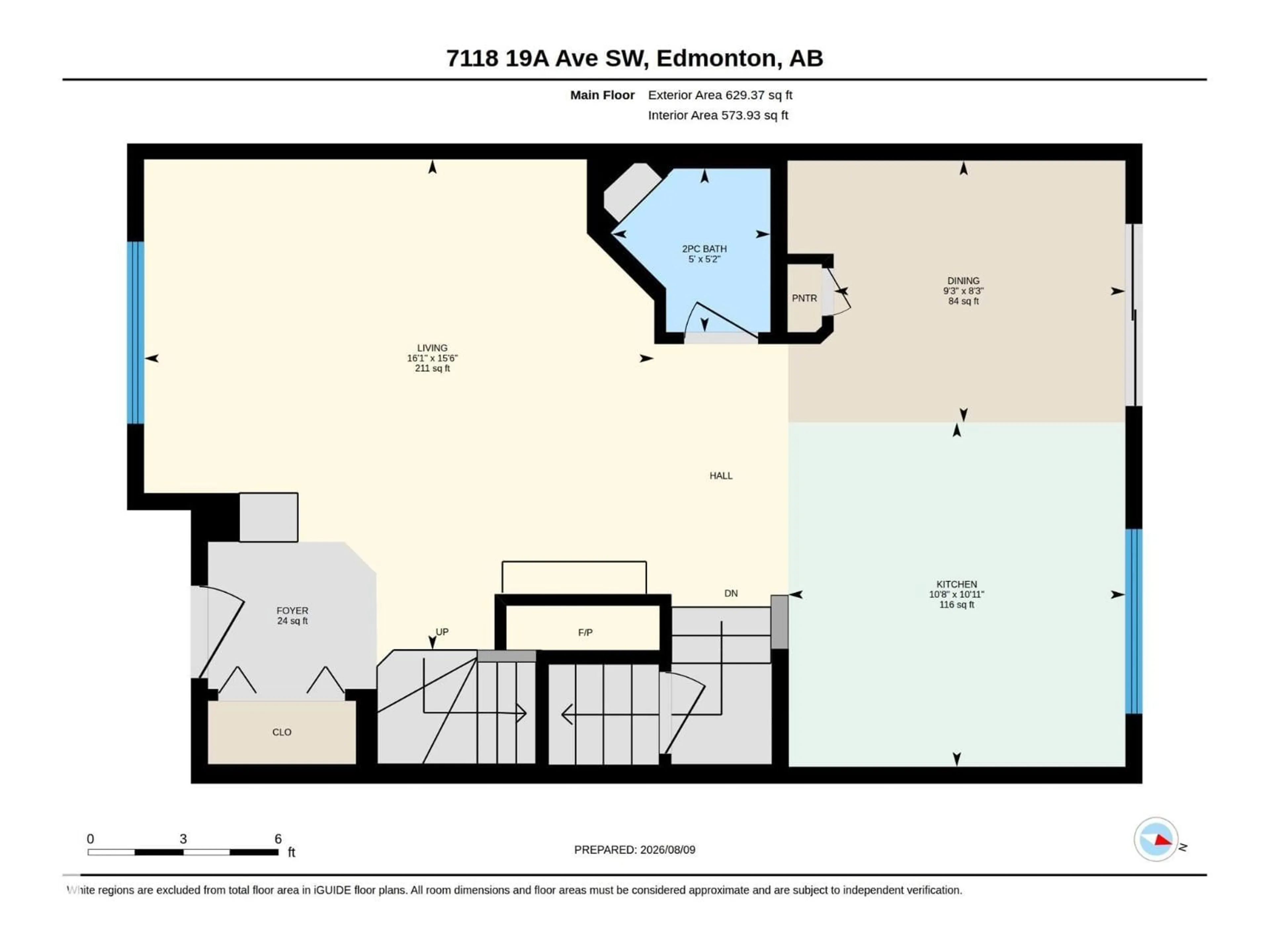Floor plan for 7118 19A AV, Edmonton Alberta T6X0K2