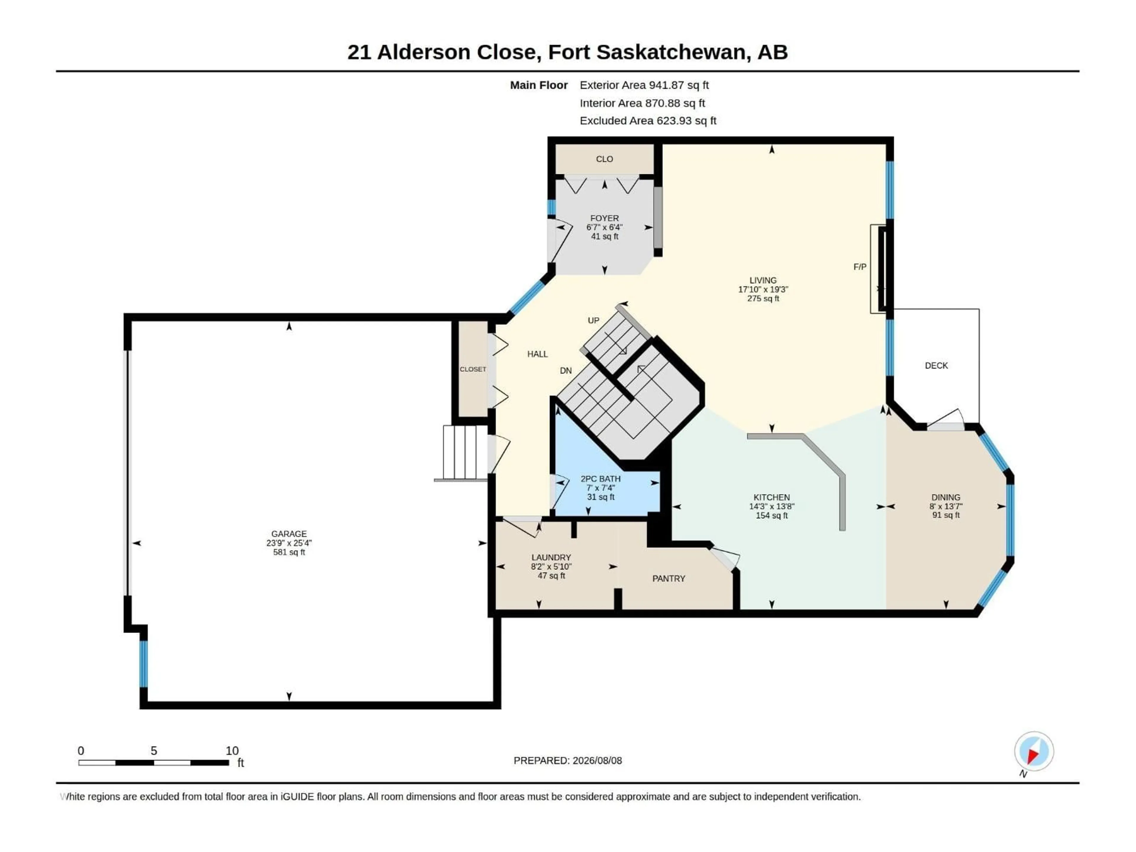 Floor plan for 21 ALDERSON CL, Fort Saskatchewan Alberta T8L4M9