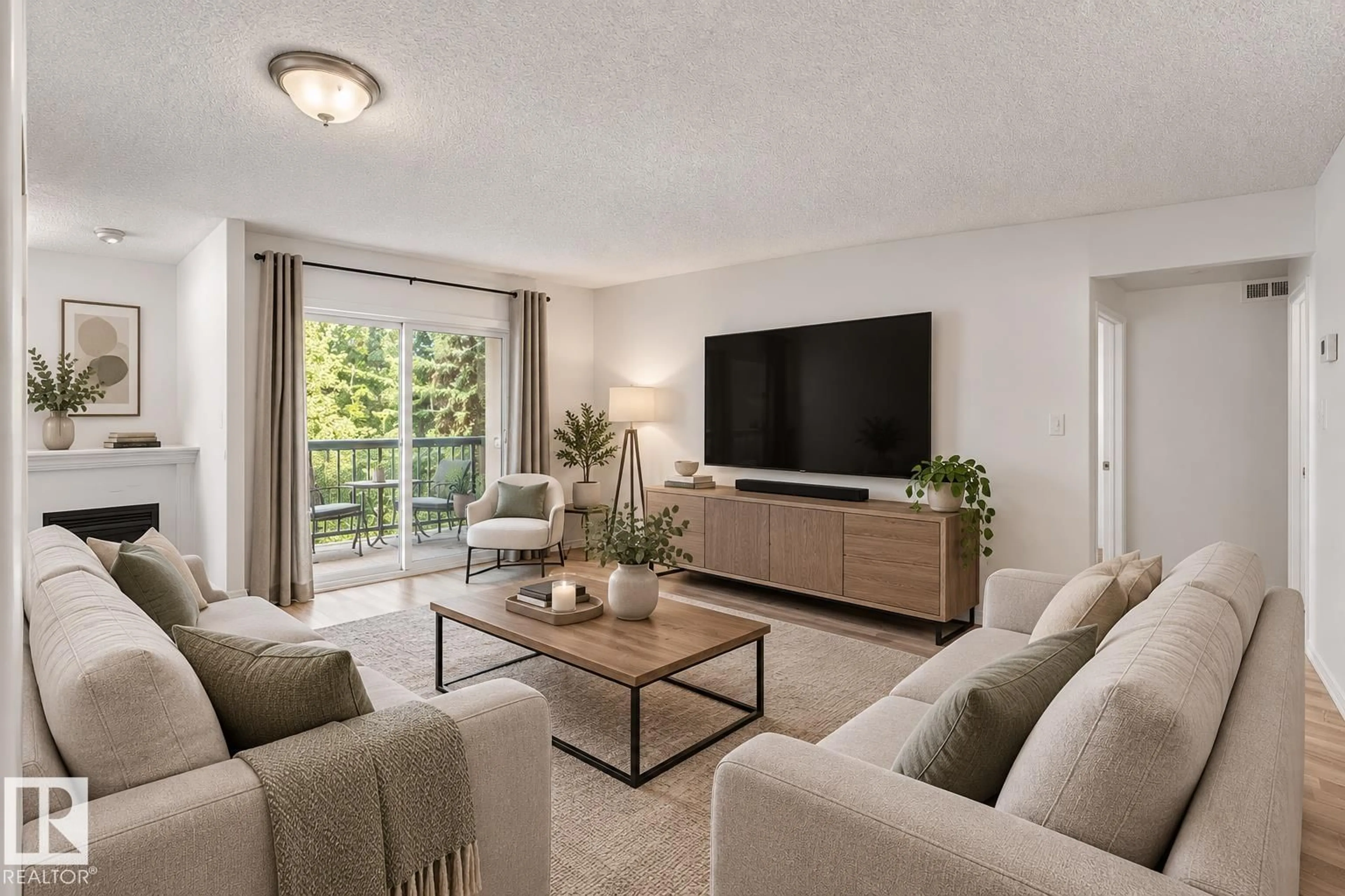 Living room with furniture, unknown for #221 - 279 SUDER GREENS DR, Edmonton Alberta T5T6X6