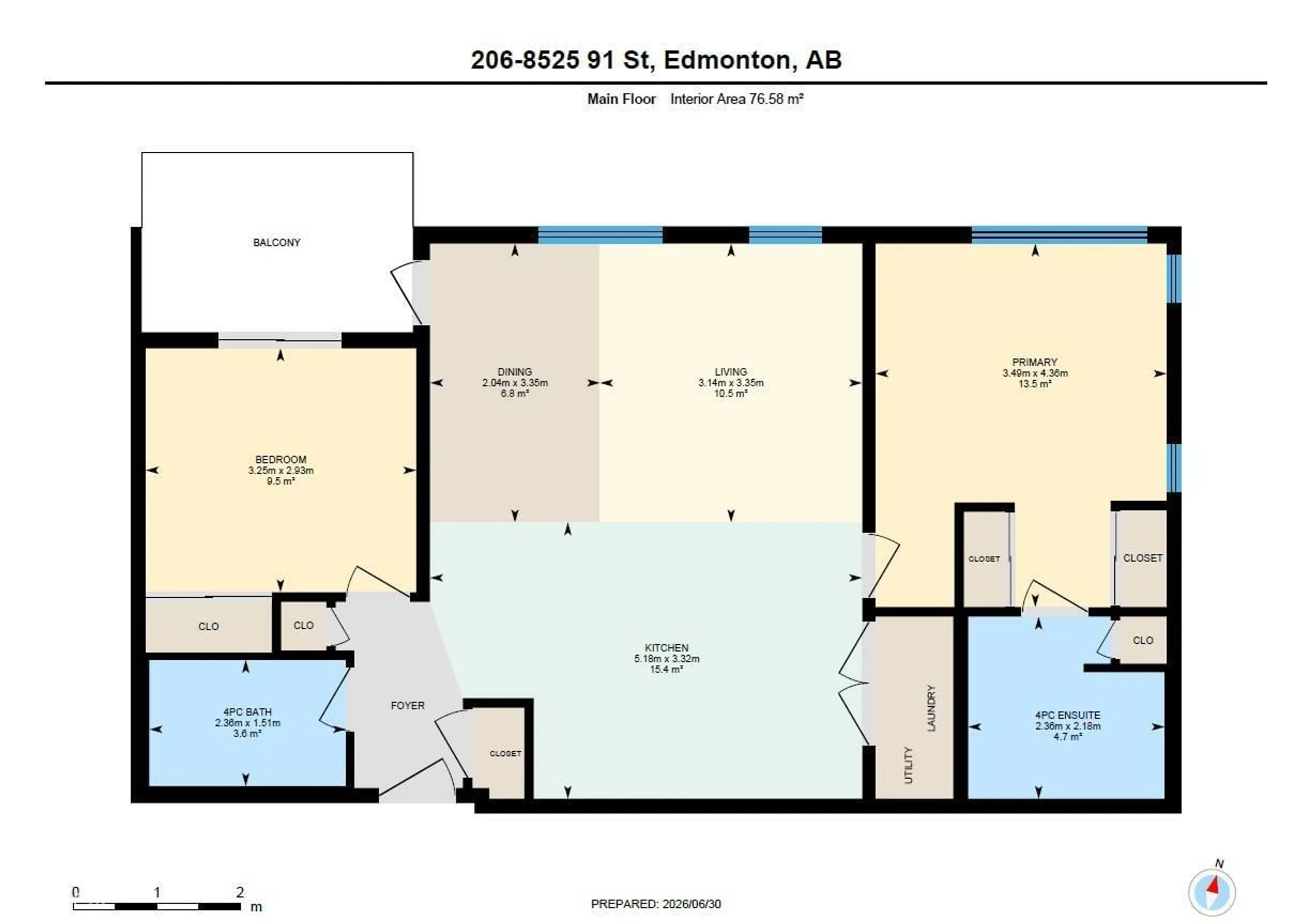 Floor plan for #206 - 8525 91 ST, Edmonton Alberta T6C3N1