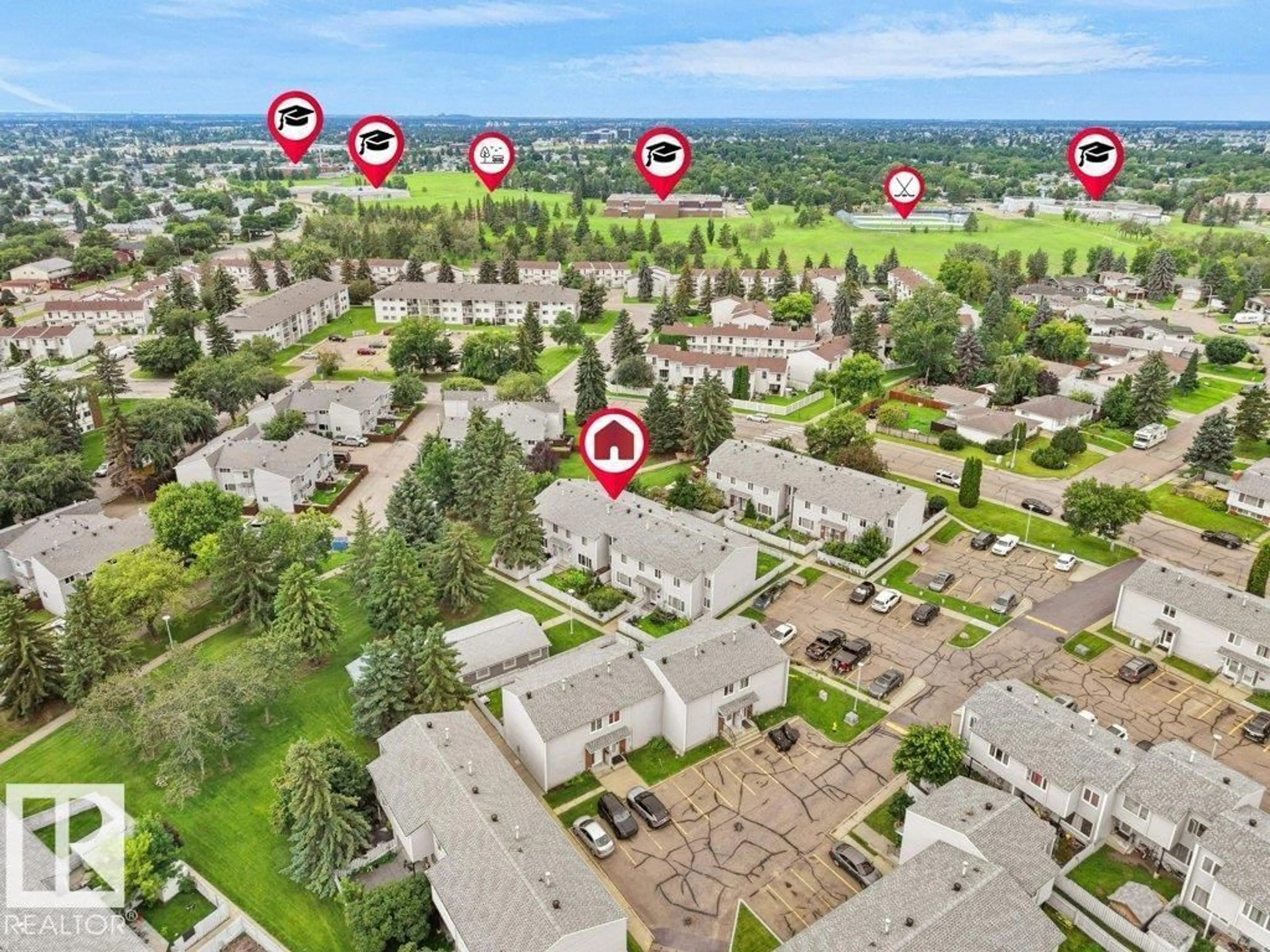 A pic from outside/outdoor area/front of a property/back of a property/a pic from drone, unknown for 34 AMBERLY CO, Edmonton Alberta T5A2H9