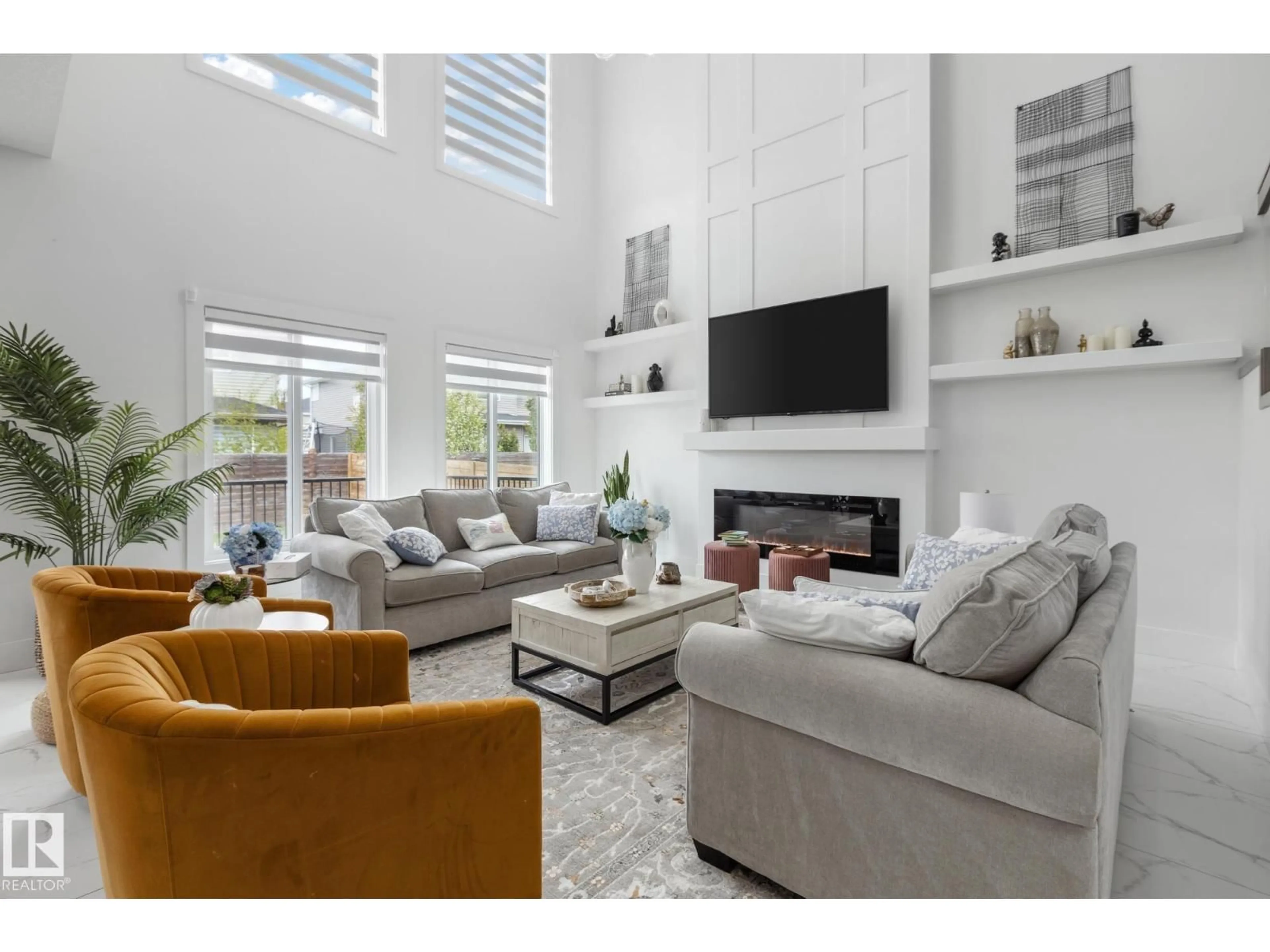 Living room with furniture, ceramic/tile floor for SW - 3116 KOSTASH GREEN GR, Edmonton Alberta T6W4K3