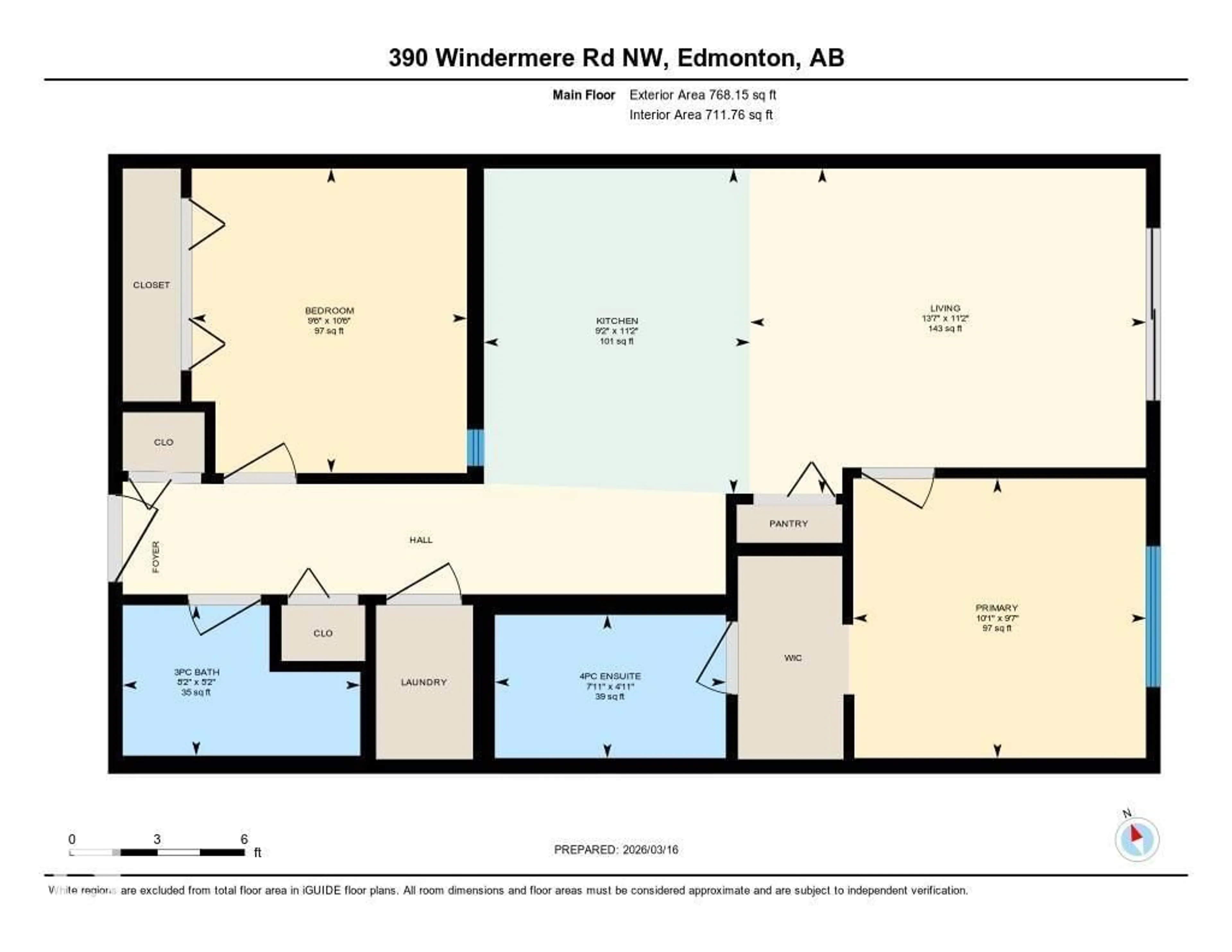 Floor plan for 390 - 429 WINDERMERE RD, Edmonton Alberta T6W0R1