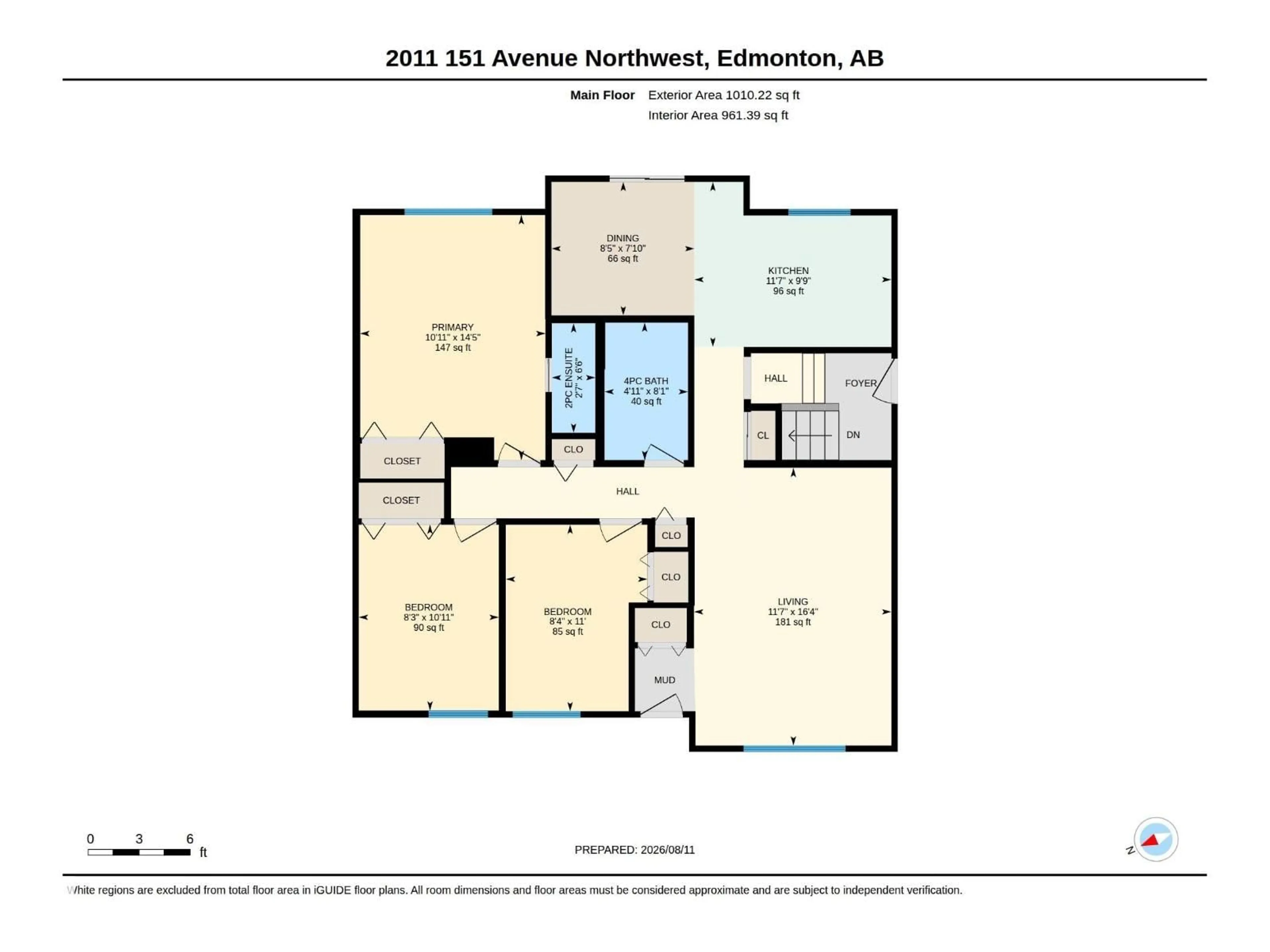 Floor plan for 2011 151 AV, Edmonton Alberta T5Y1W1