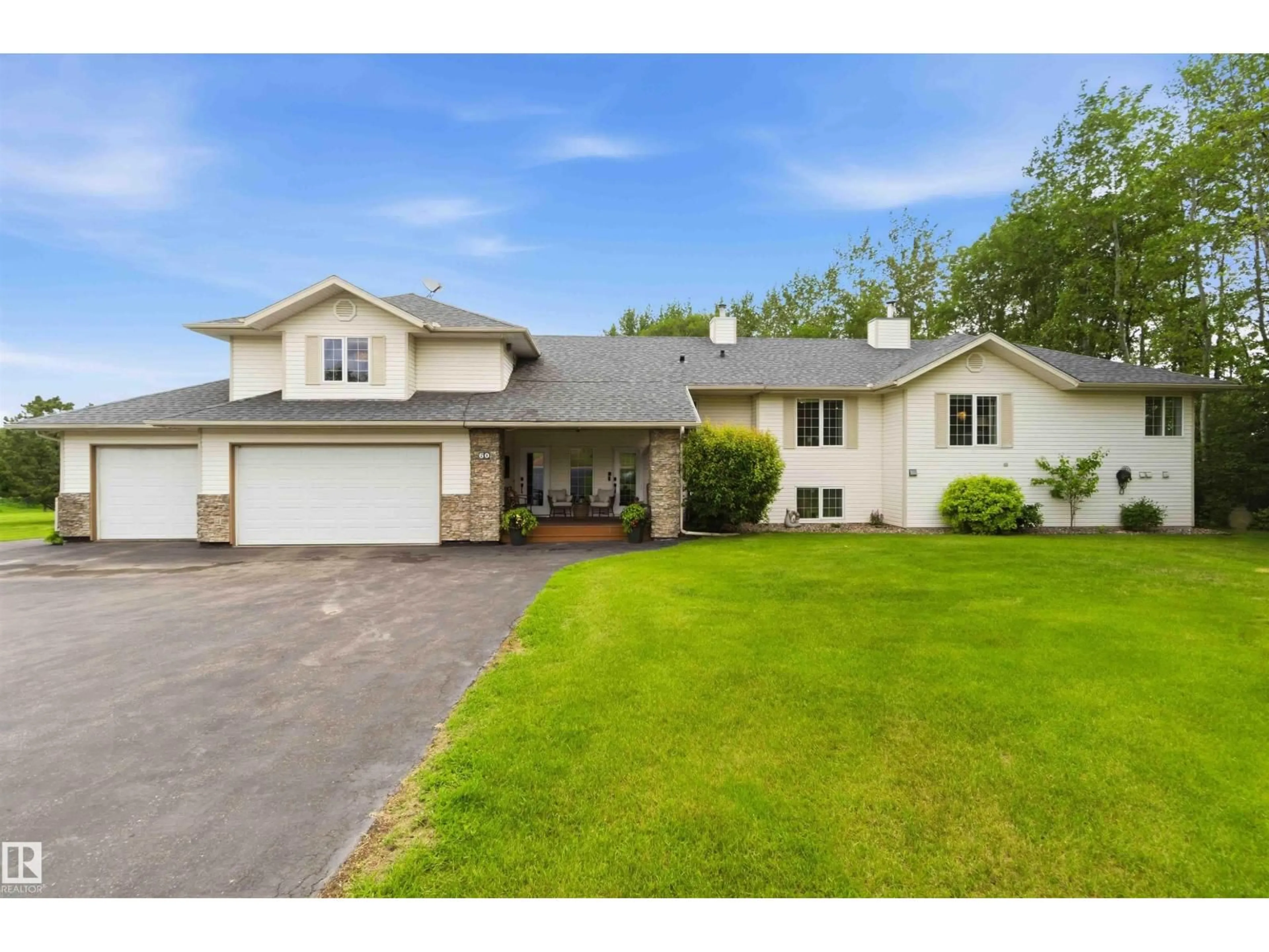 A pic from outside/outdoor area/front of a property/back of a property/a pic from drone, street for 60 56019 RGE RD 230, Rural Sturgeon County Alberta T0A1N2