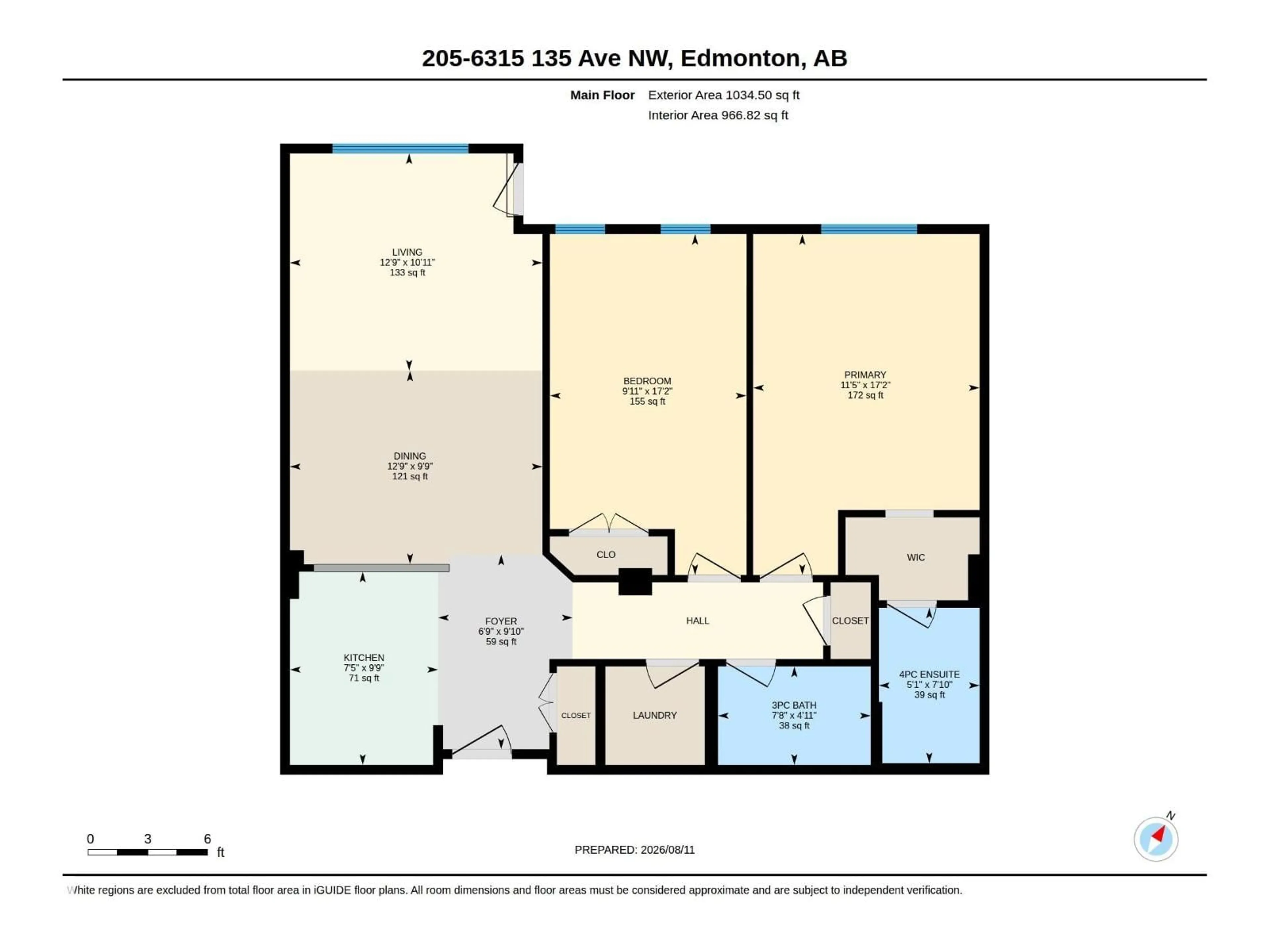 Floor plan for 205 - 6315 135 AV, Edmonton Alberta T5A5J7