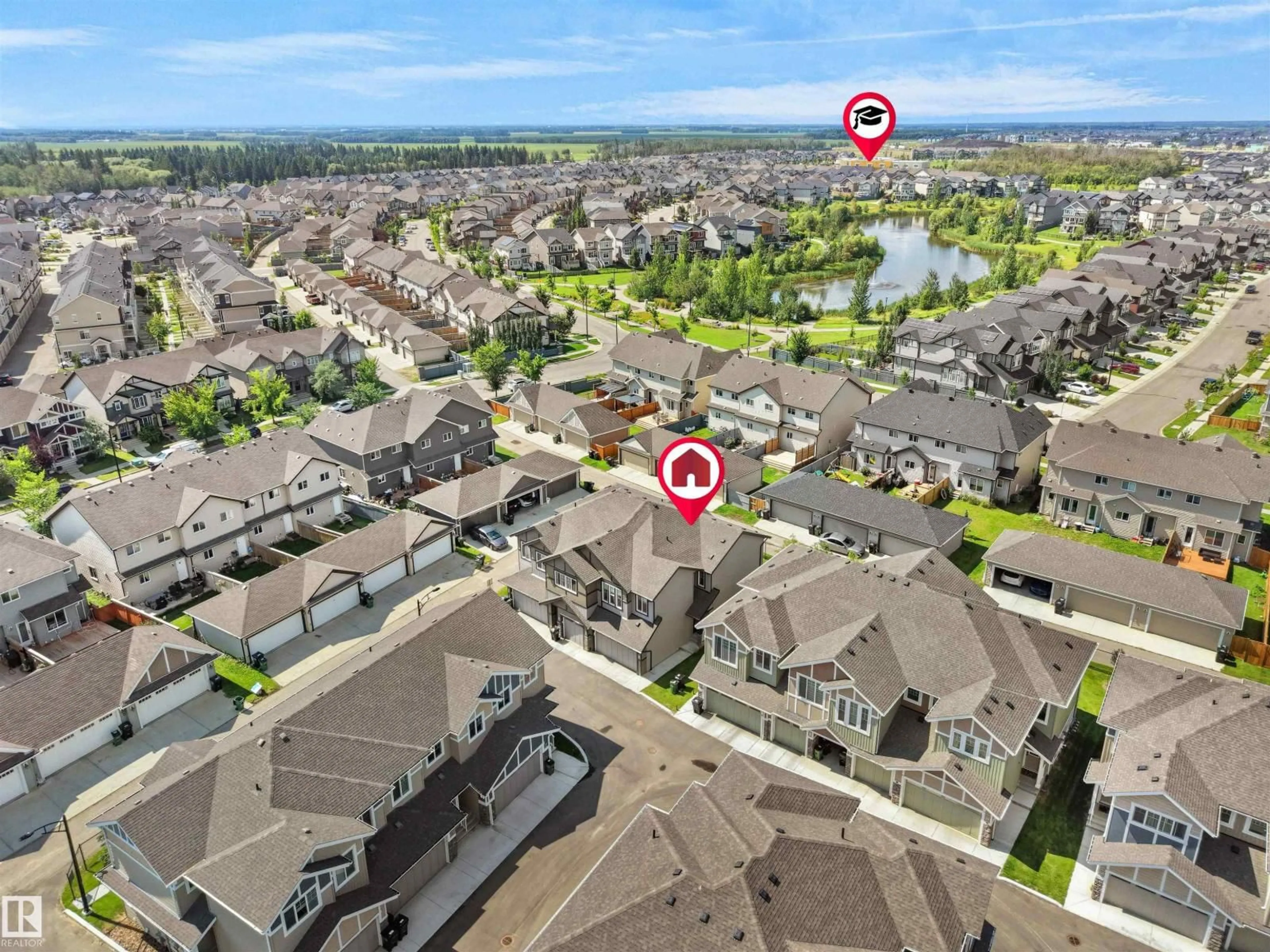 A pic from outside/outdoor area/front of a property/back of a property/a pic from drone, street for 19 DANIELS WY, Edmonton Alberta T6W5N1