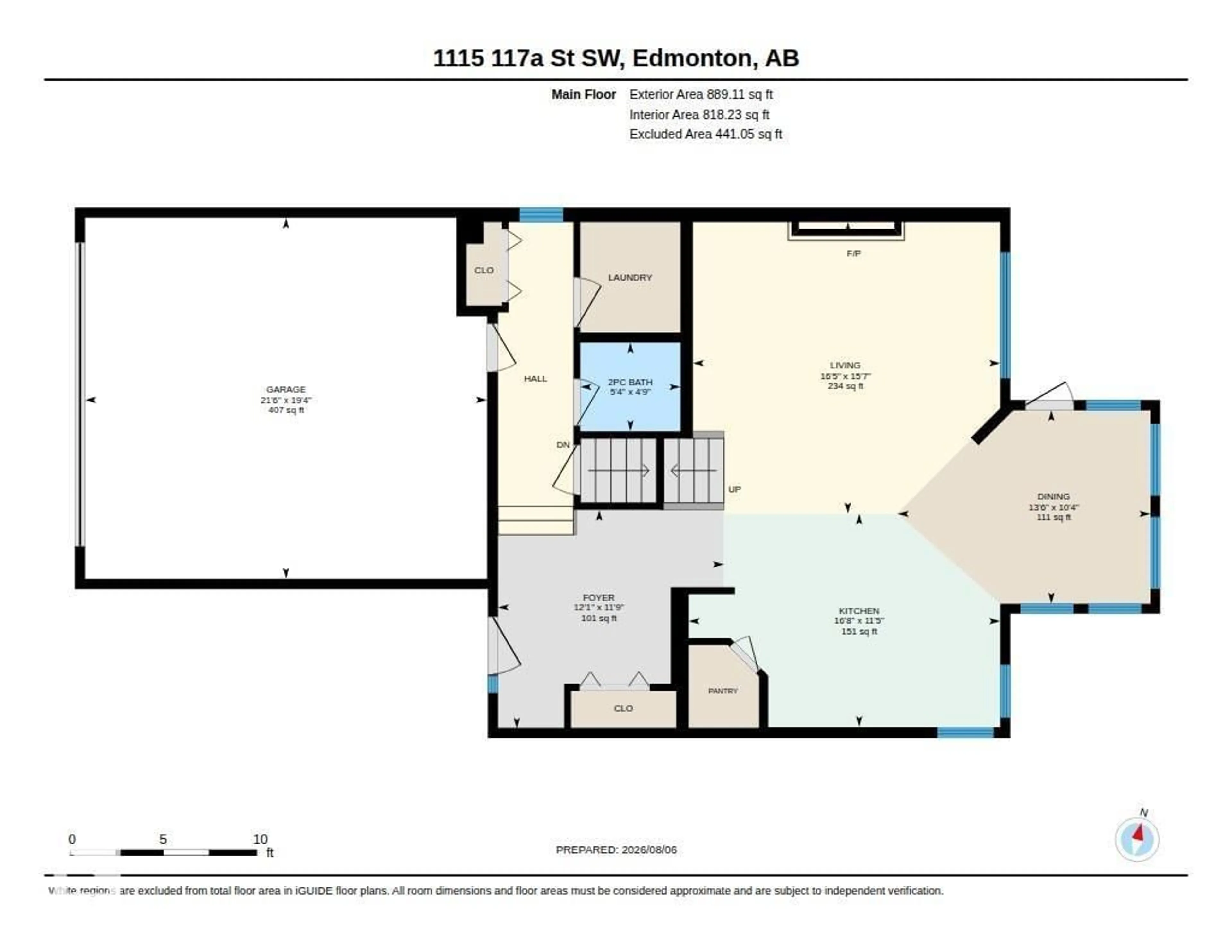 Floor plan for 1115 117A ST SW, Edmonton Alberta T6W0B9