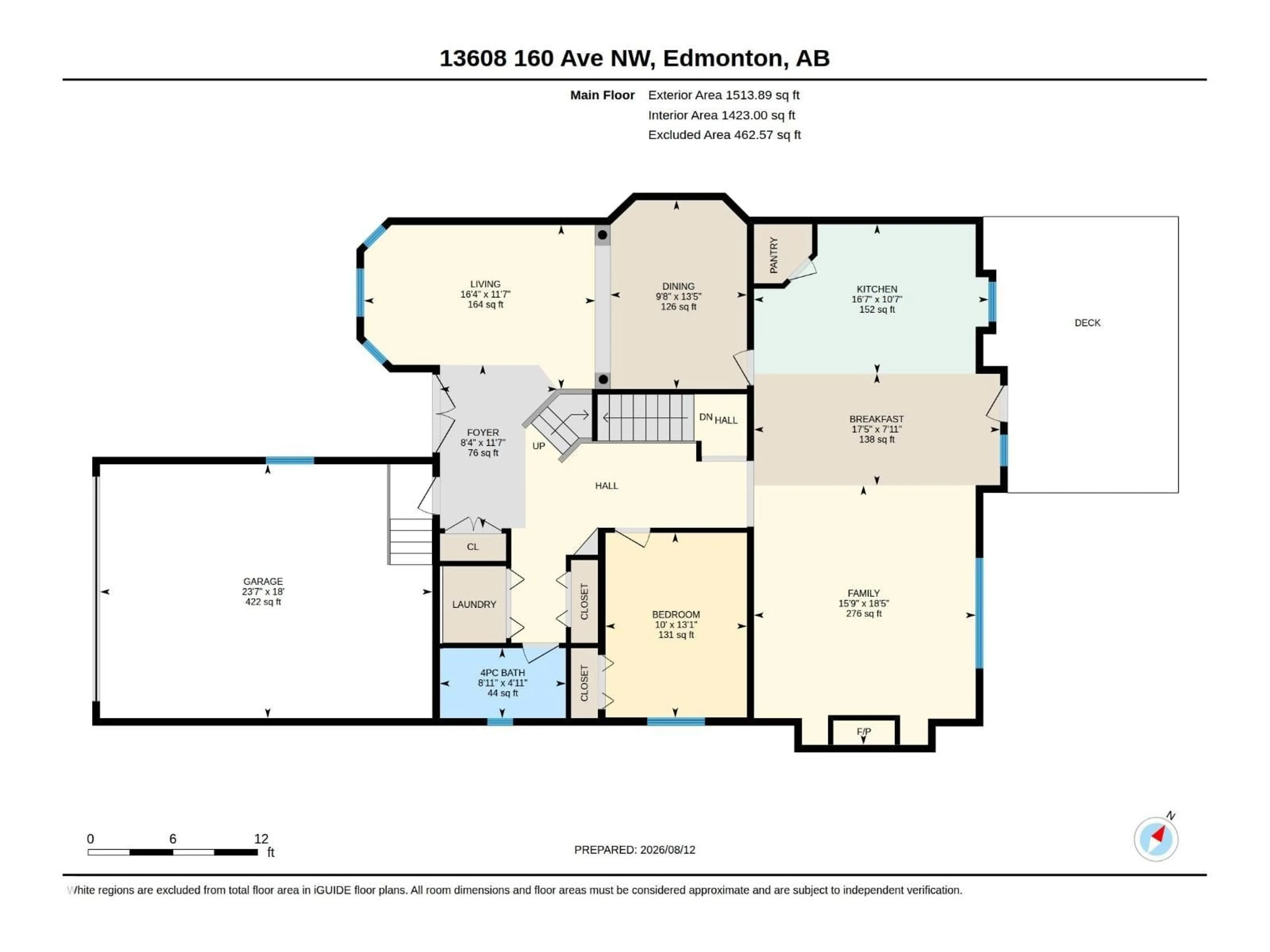 Floor plan for 13608 160 AV, Edmonton Alberta T6V0B9