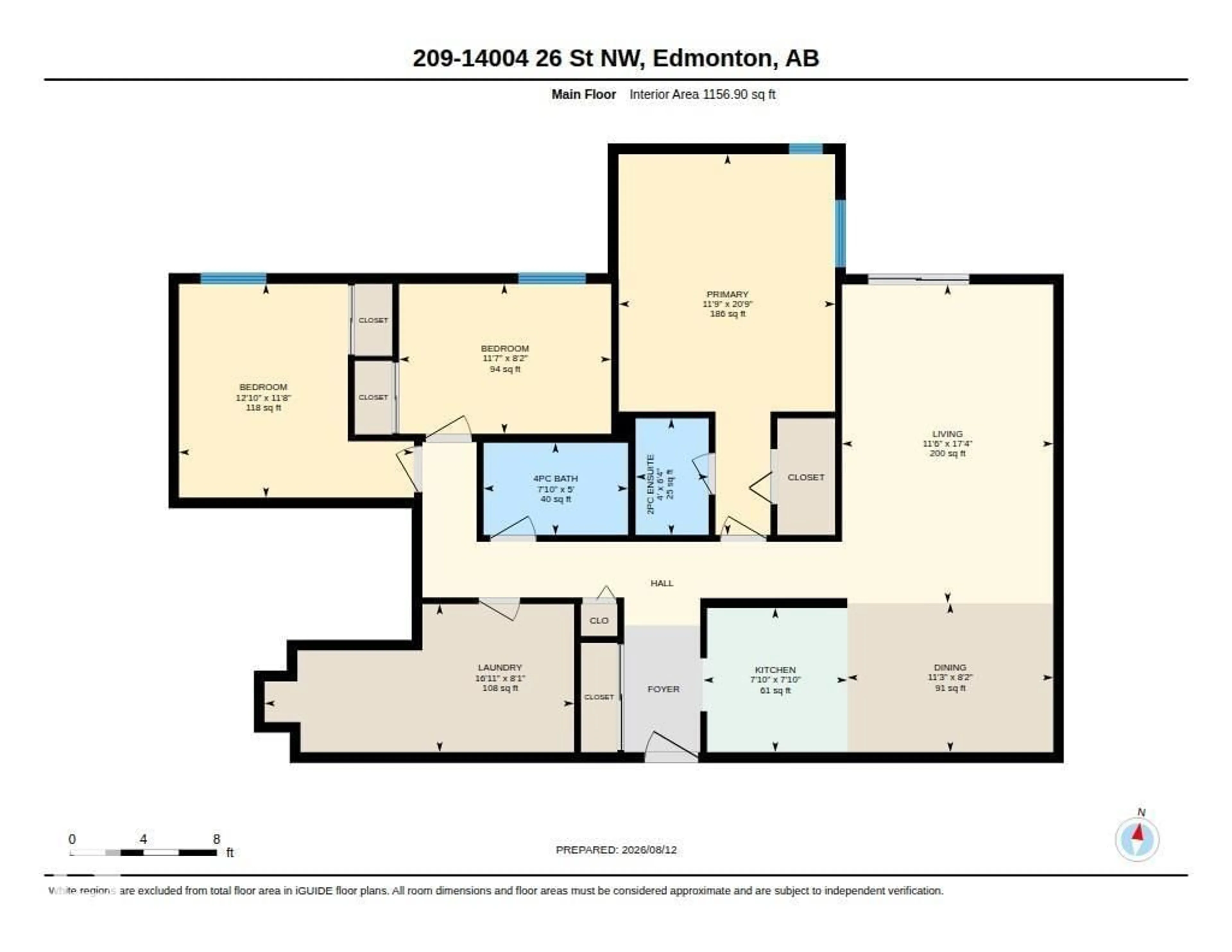 Floor plan for 209 - 14004 26 ST, Edmonton Alberta T5Y1Y4