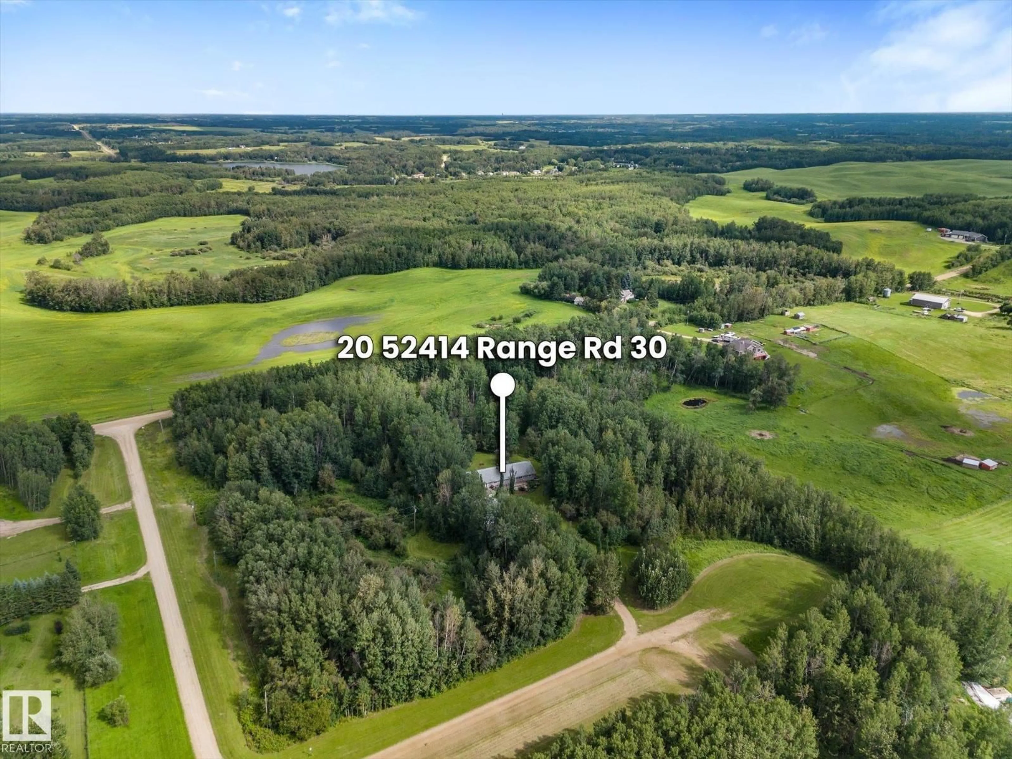 A pic from outside/outdoor area/front of a property/back of a property/a pic from drone, forest/trees view for 52414 - 20 RGE ROAD 30, Rural Parkland County Alberta T7Y2M5