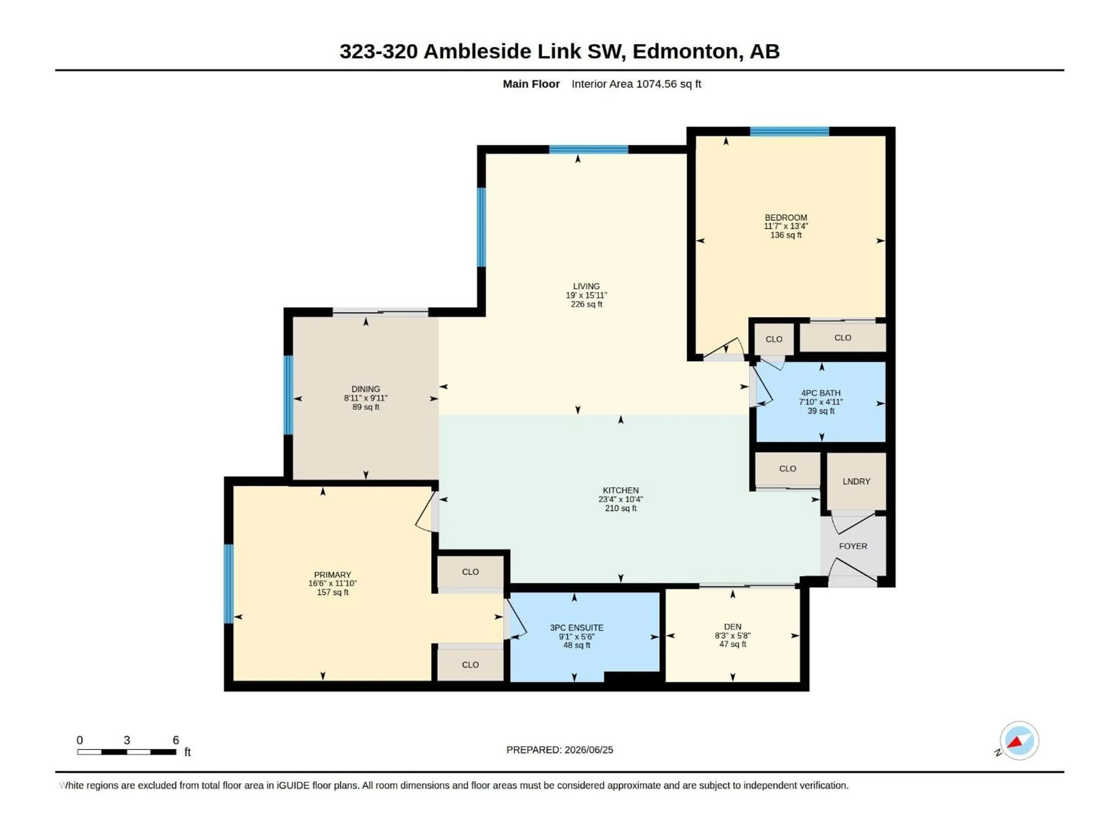 Floor plan for 320 - 323 AMBLESIDE LINK LI, Edmonton Alberta T6W2Z9