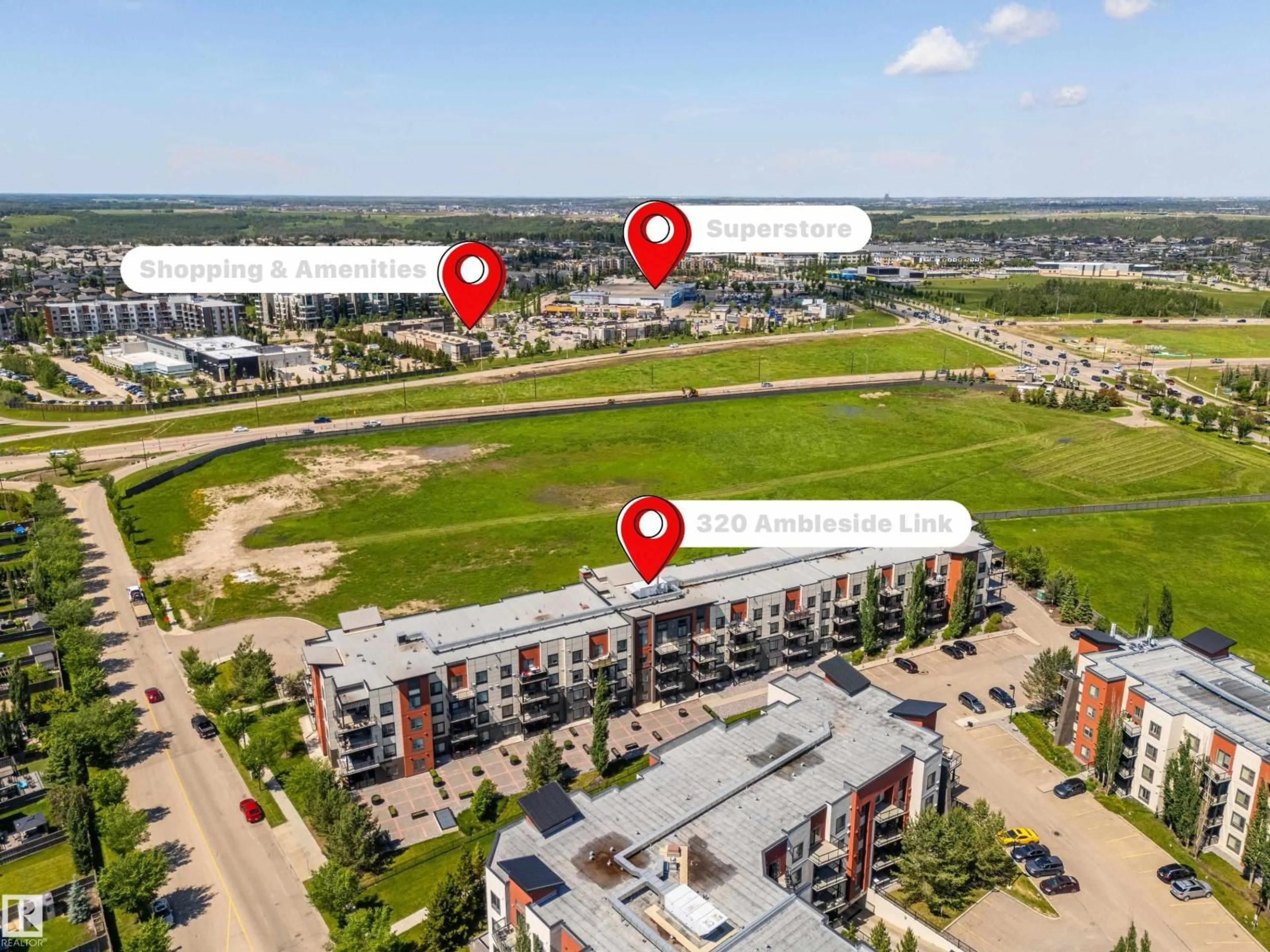 A pic from outside/outdoor area/front of a property/back of a property/a pic from drone, unknown for 320 - 323 AMBLESIDE LINK LI, Edmonton Alberta T6W2Z9