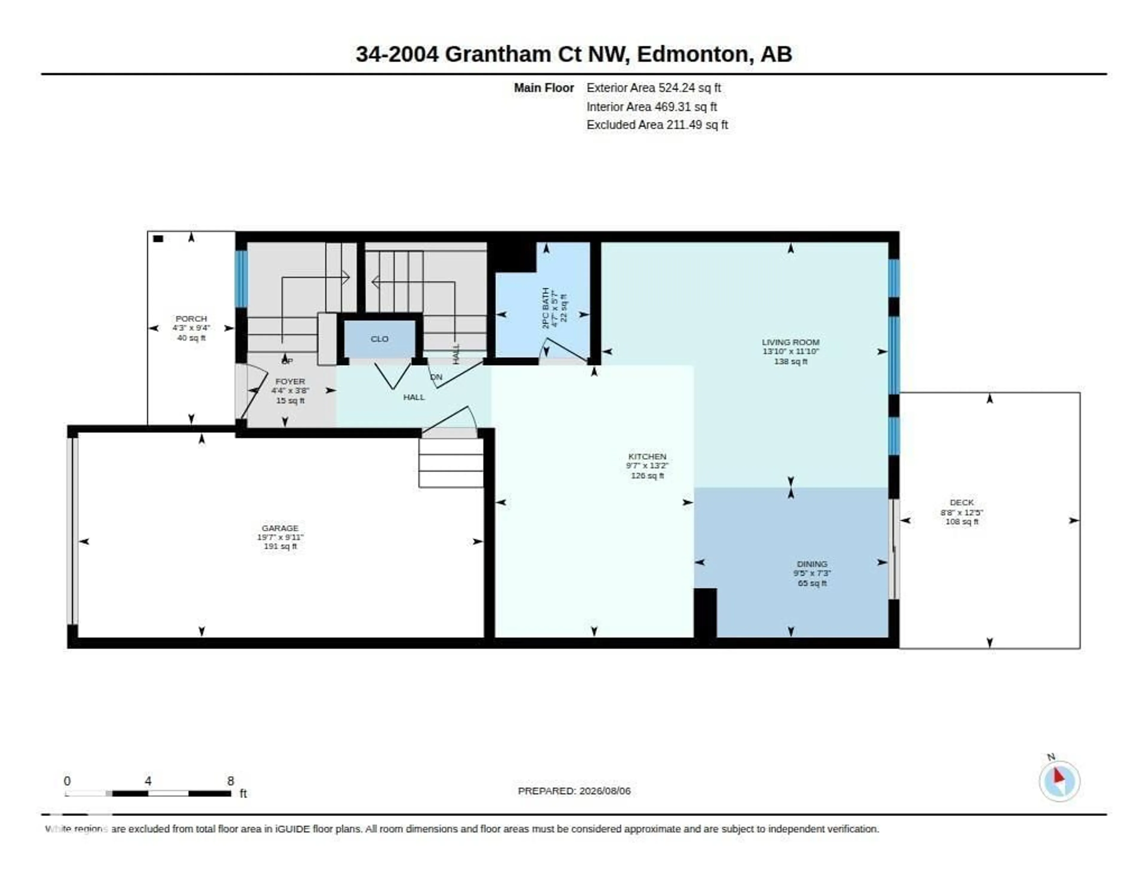 Floor plan for #34 - 2004 GRANTHAM CT, Edmonton Alberta T5T3X4