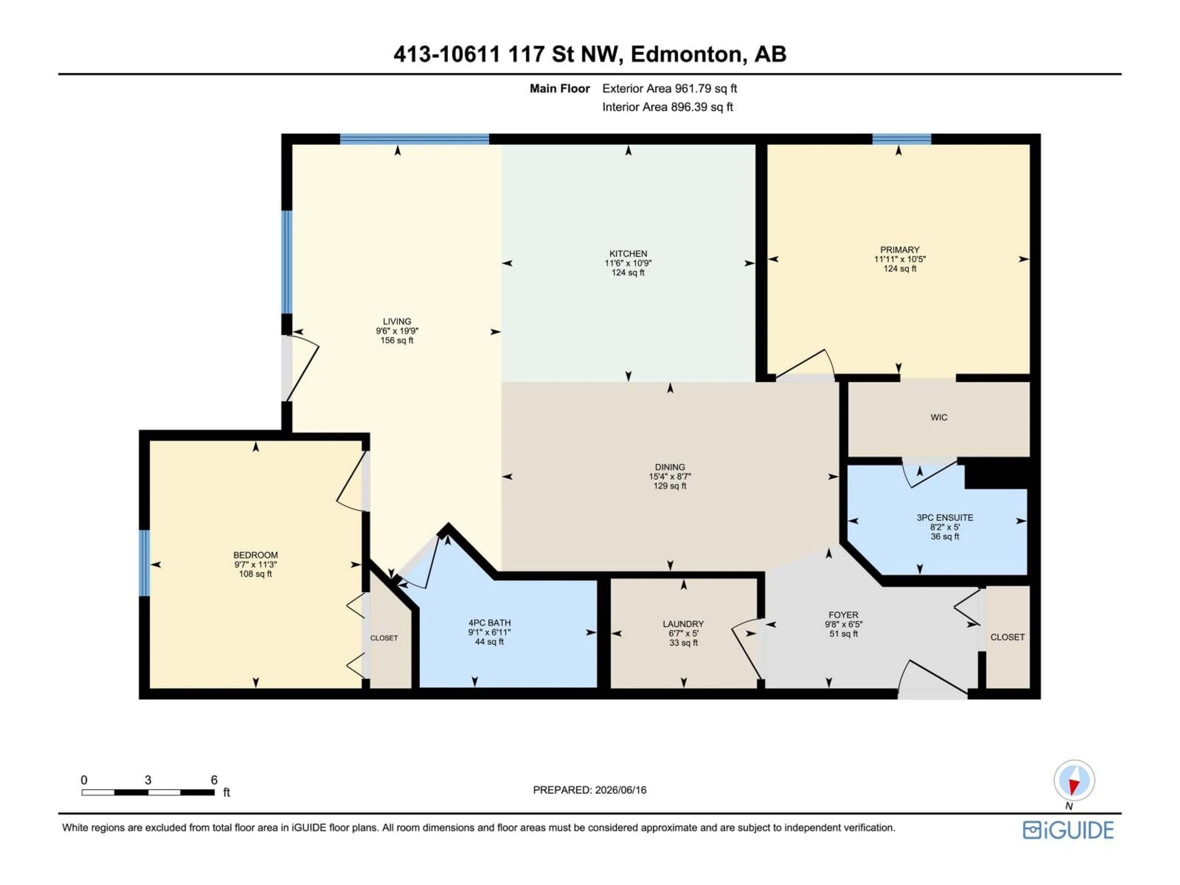 Floor plan for #413 - 10611 117 ST, Edmonton Alberta T5H0G6