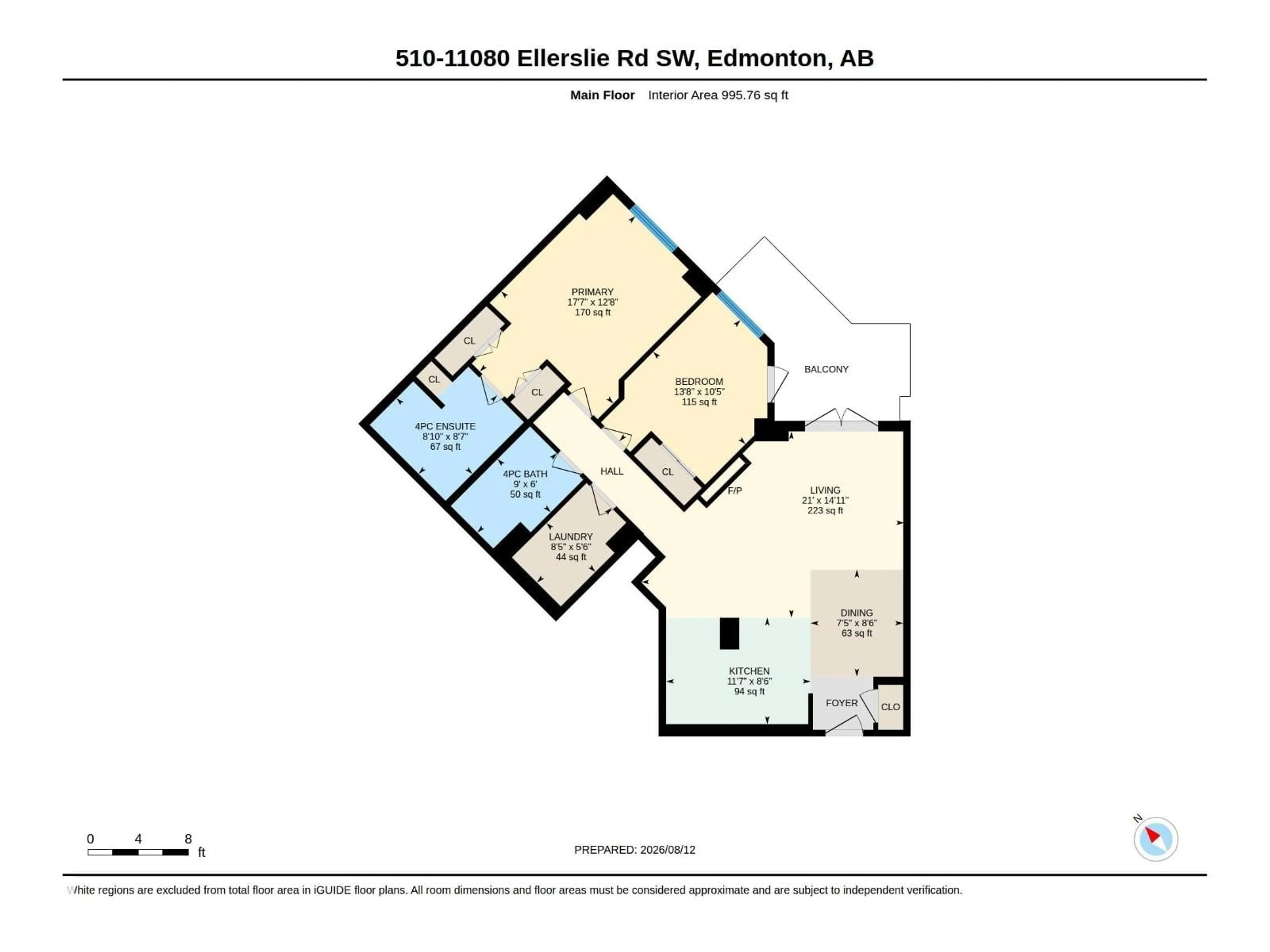 Floor plan for 510 - 11080 ELLERSLIE RD, Edmonton Alberta T6W2C2