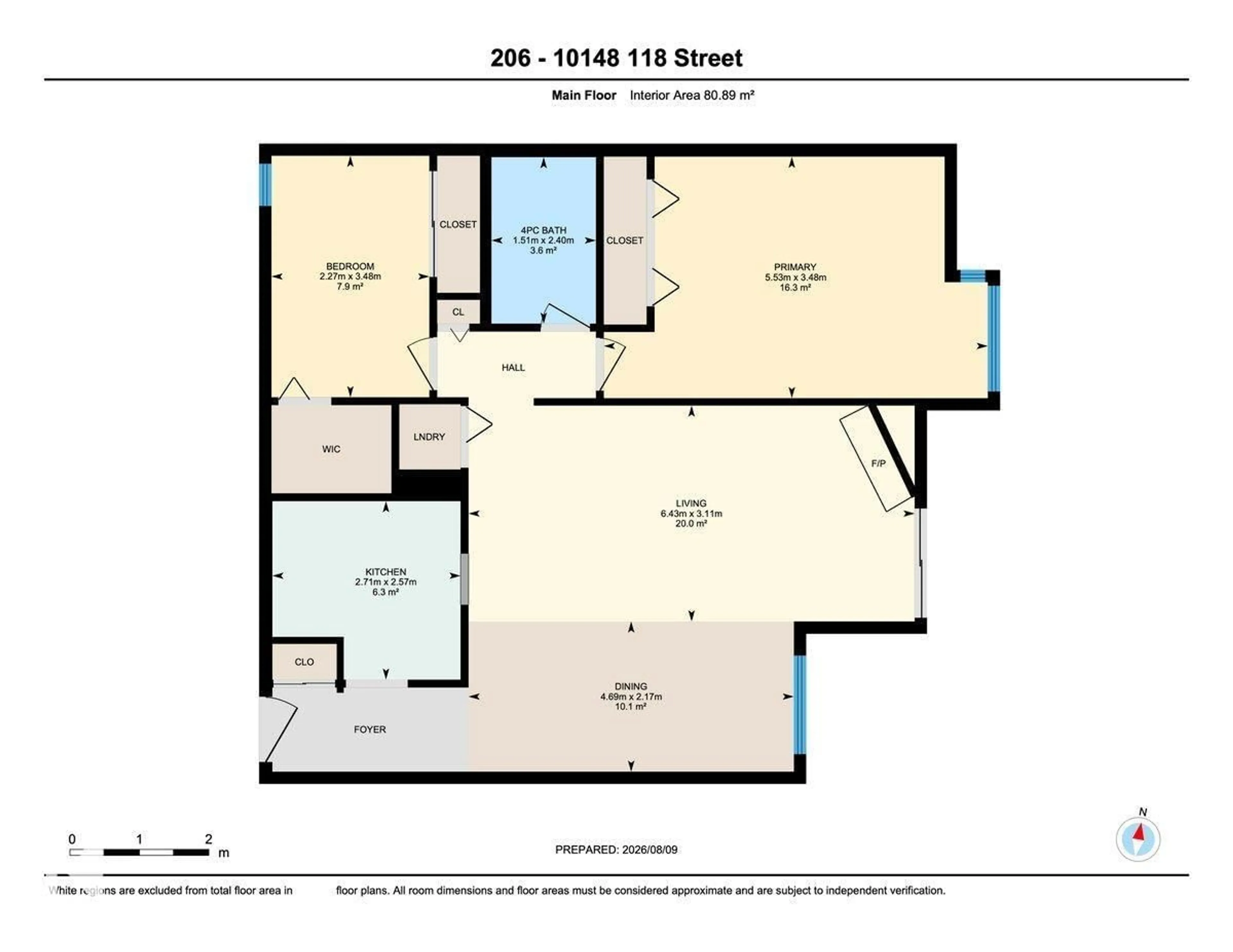 Floor plan for 206 - 10148 118 ST, Edmonton Alberta T5K1Y4