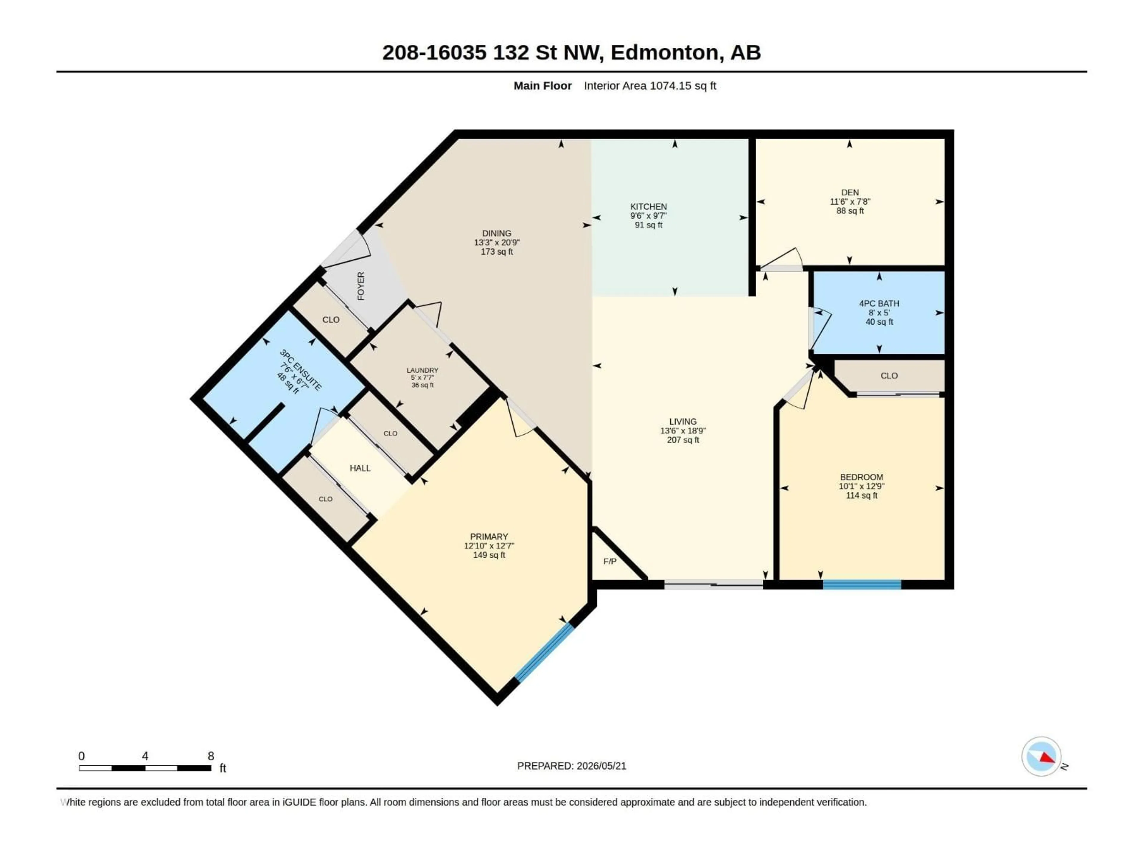 Floor plan for #208 - 16035 132 ST, Edmonton Alberta T6V0B4