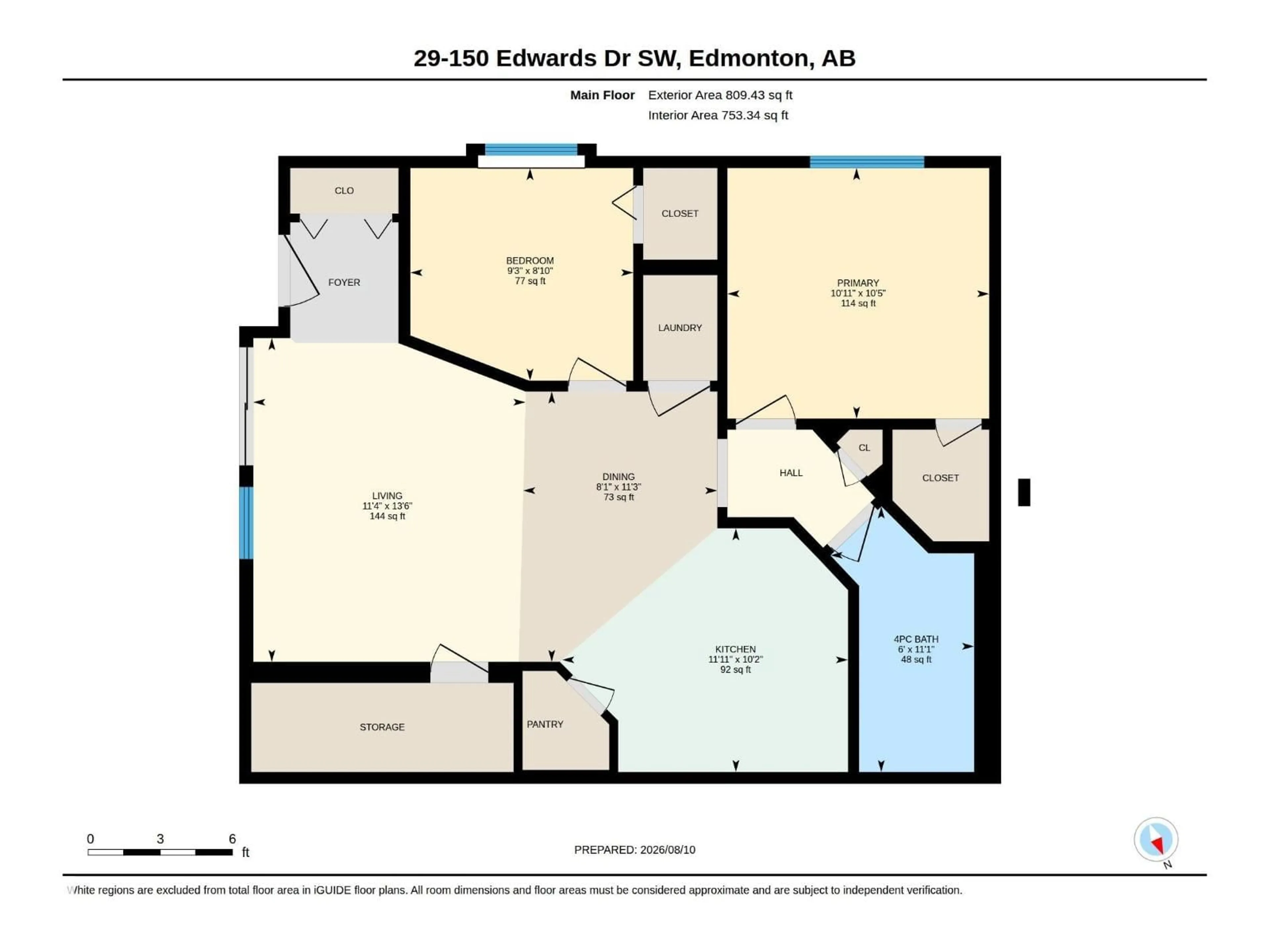 Floor plan for 150 - 29 EDWARDS DR, Edmonton Alberta T6X1M4