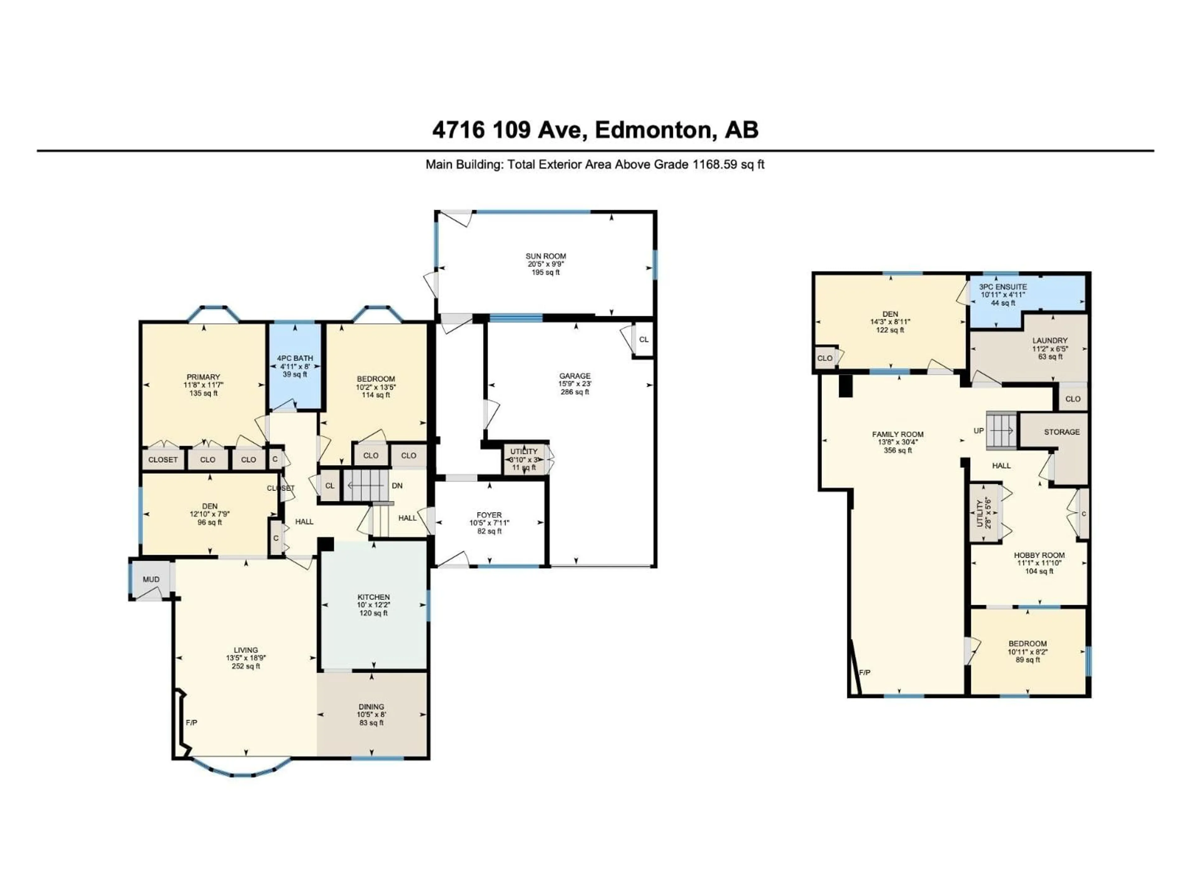 Floor plan for 4716 109 AV, Edmonton Alberta T6A1R6