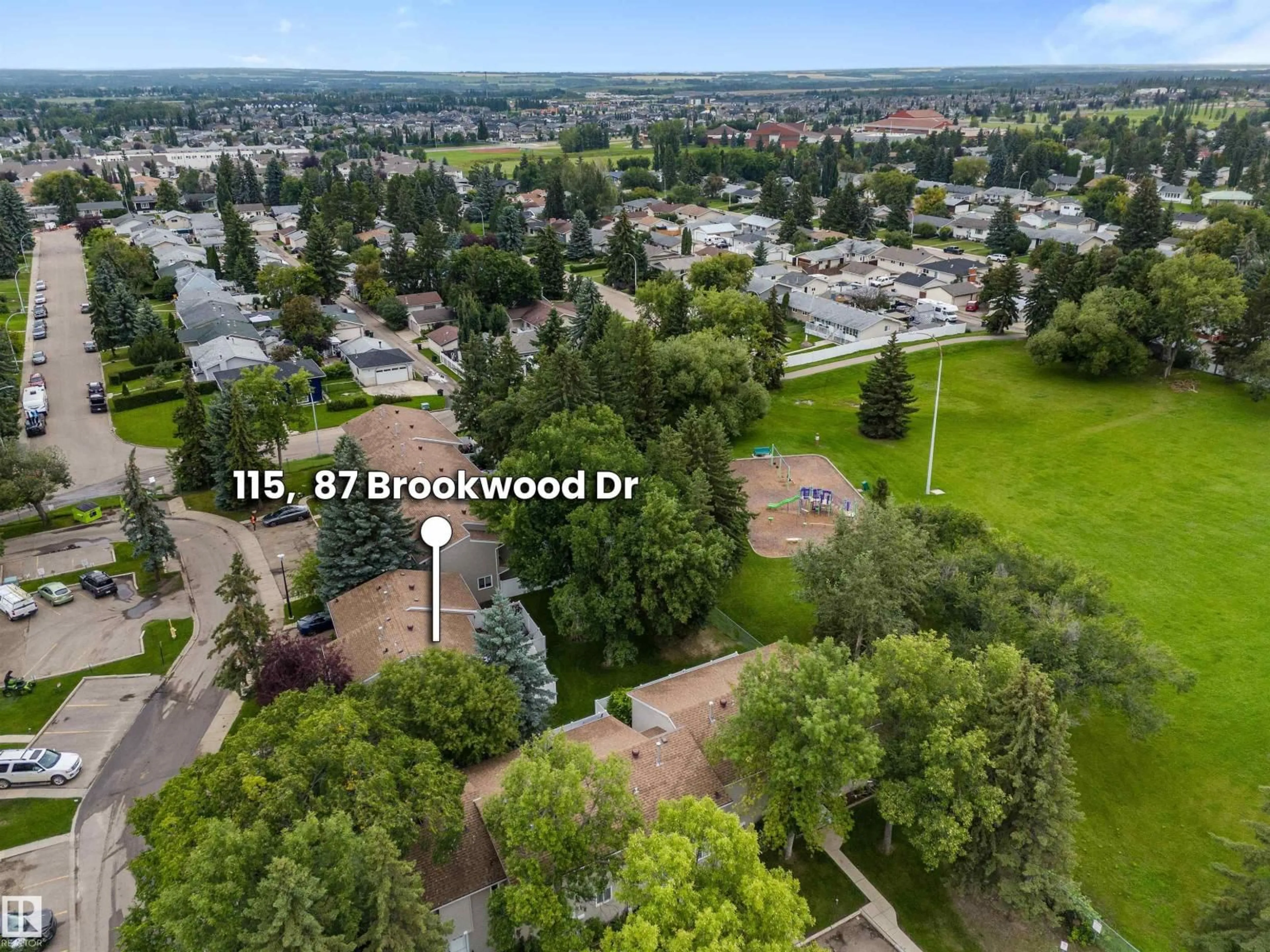 A pic from outside/outdoor area/front of a property/back of a property/a pic from drone, forest/trees view for 115 BROOKWOOD DR, Spruce Grove Alberta T7X1A4