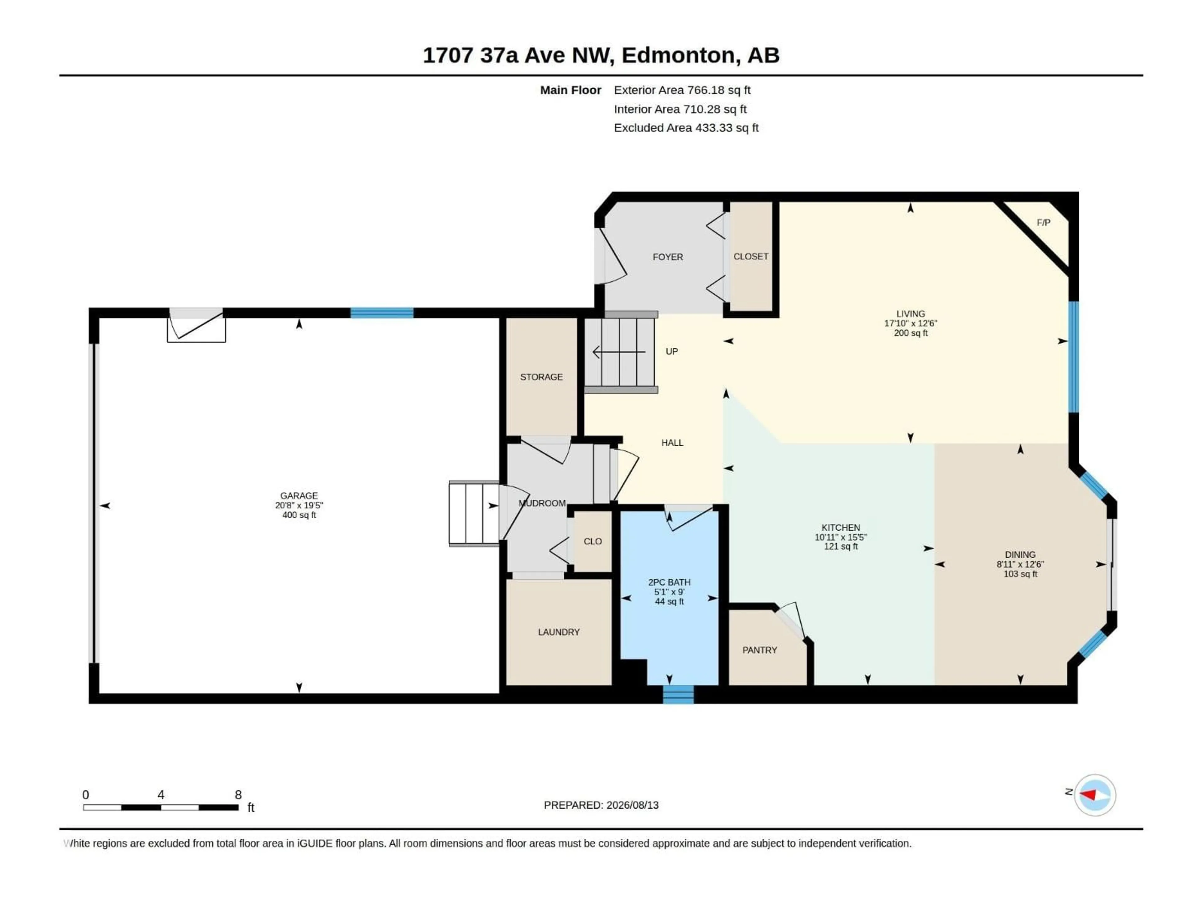 Floor plan for 1707 37A AV, Edmonton Alberta T6T1X9