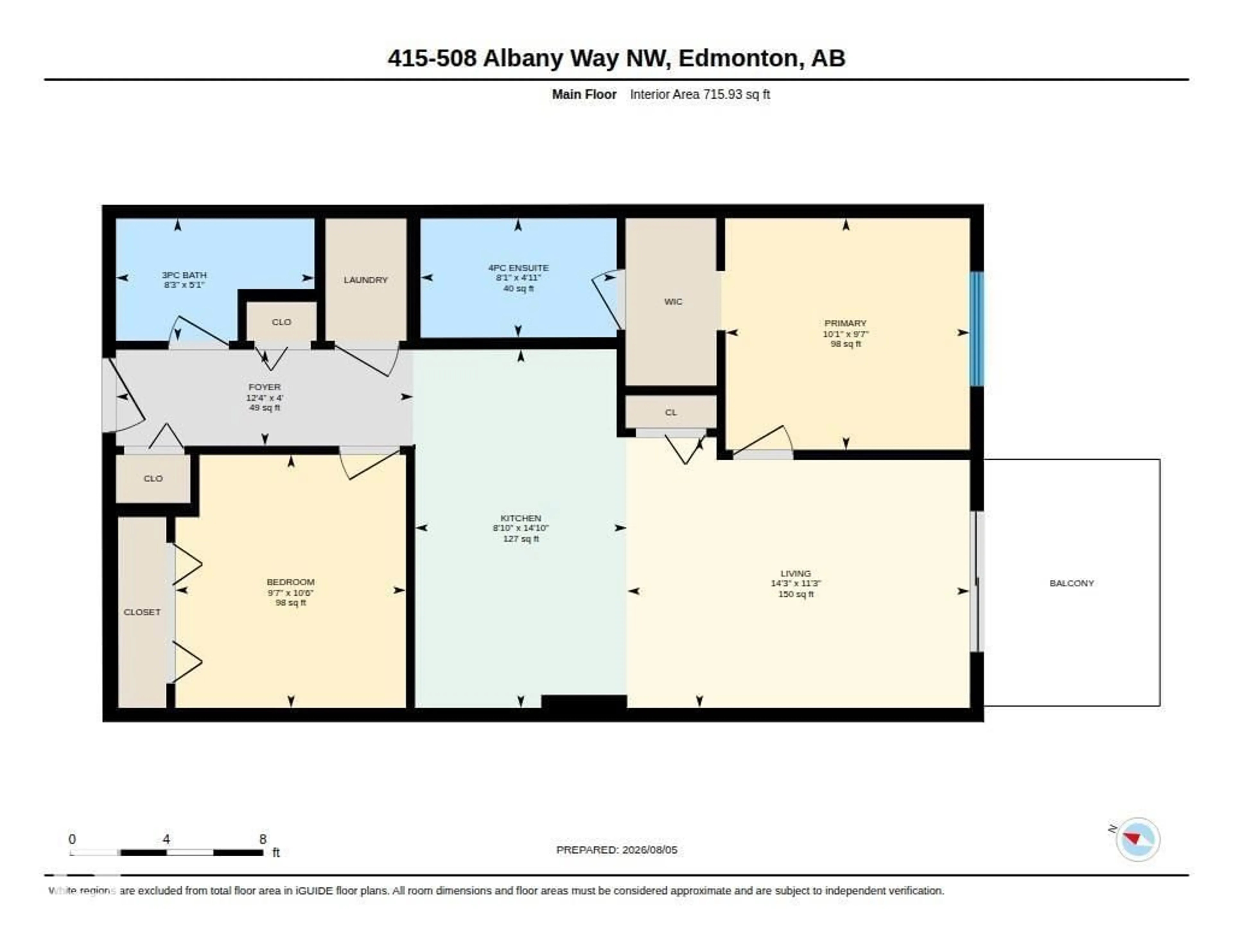 Floor plan for #415 - 508 ALBANY WAY, Edmonton Alberta T6V0L1
