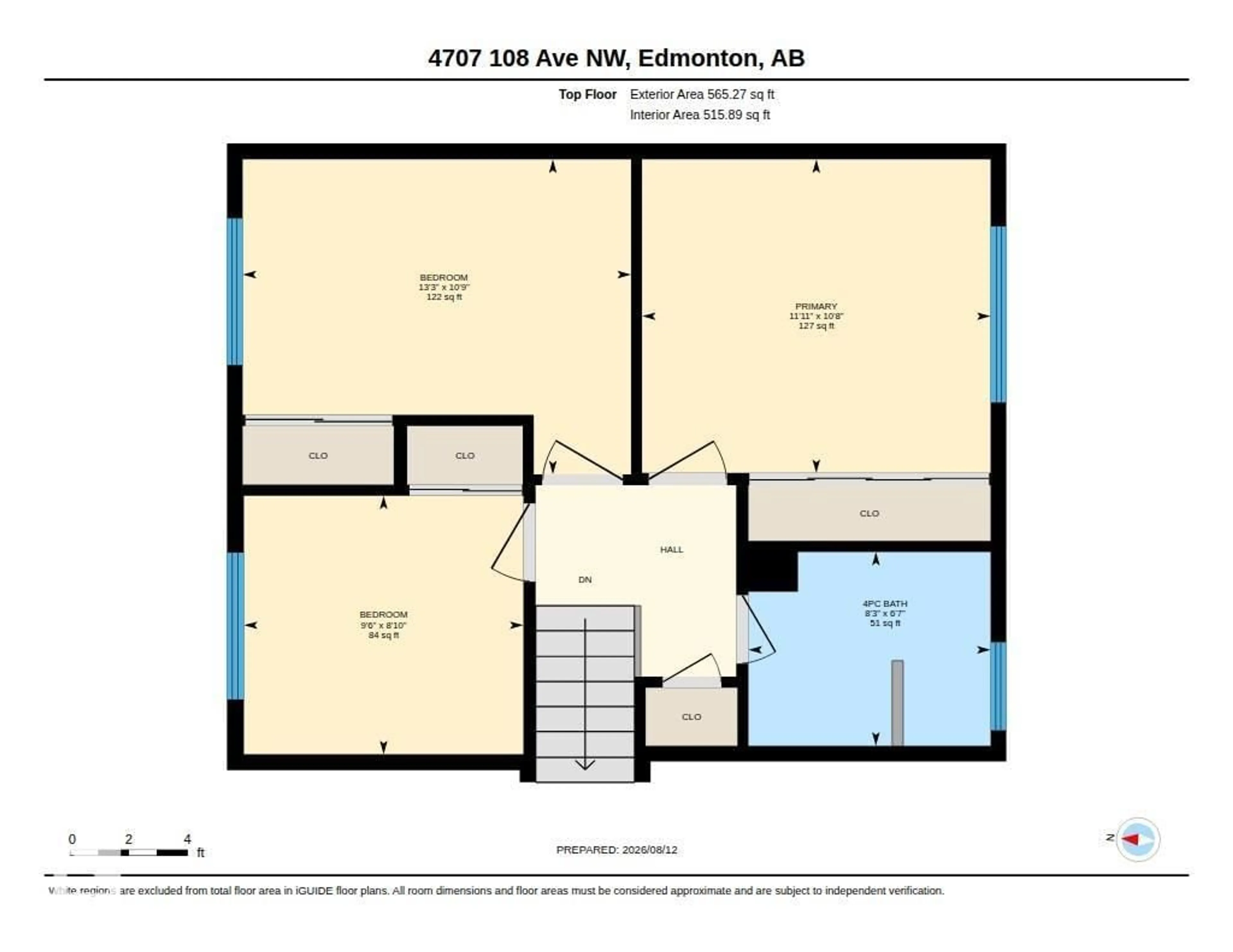 Floor plan for NW - 4707 108 AV, Edmonton Alberta T6A1P4