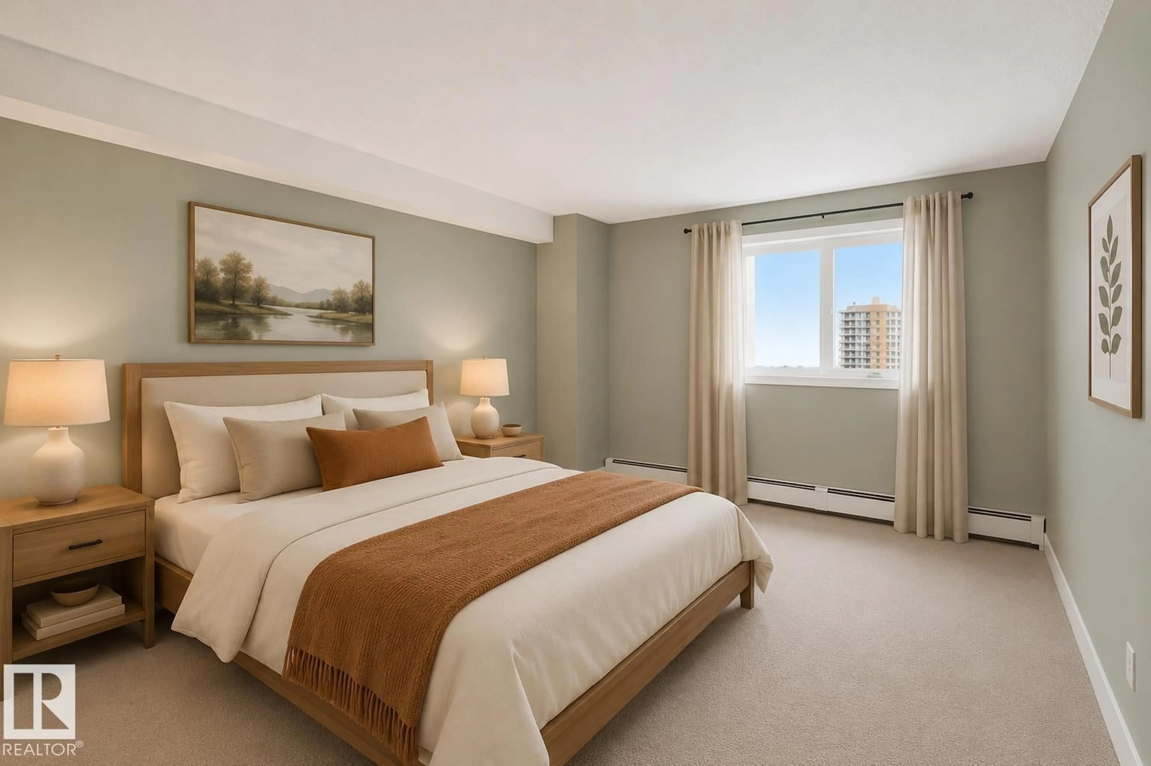 Bedroom with bed, carpet floor for 9929 113 ST, Edmonton Alberta T5K2N9