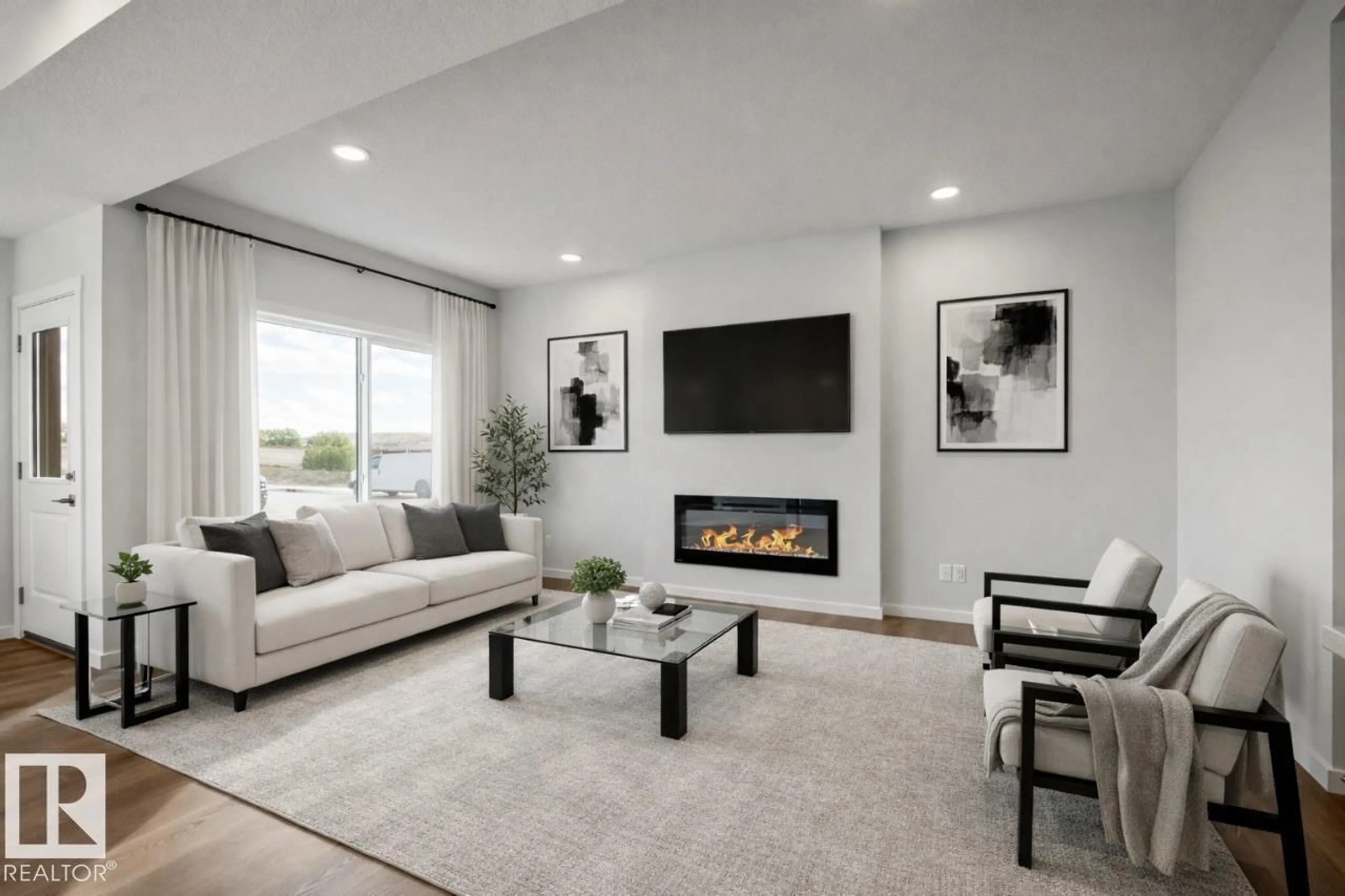 Living room with furniture, unknown for 13 CLOUTIER CL, St. Albert Alberta T8N4H7