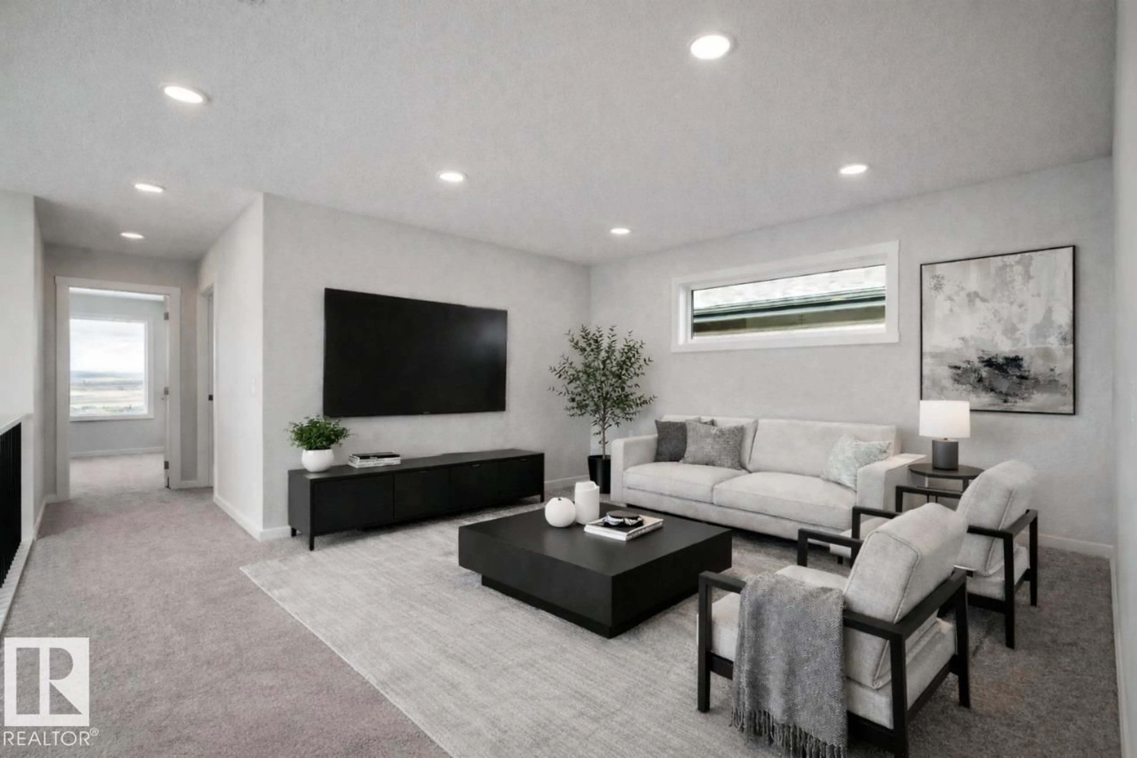 Living room with furniture, unknown for 13 CLOUTIER CL, St. Albert Alberta T8N4H7
