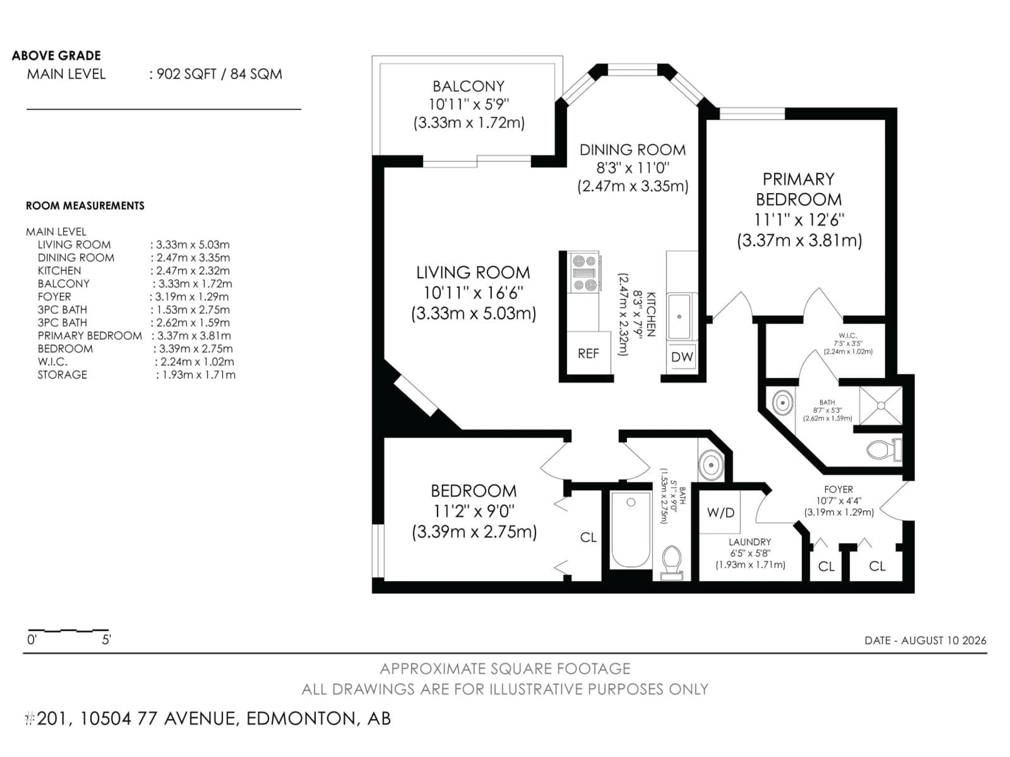 Floor plan for #201 - 10504 77 AV, Edmonton Alberta T6E1N1