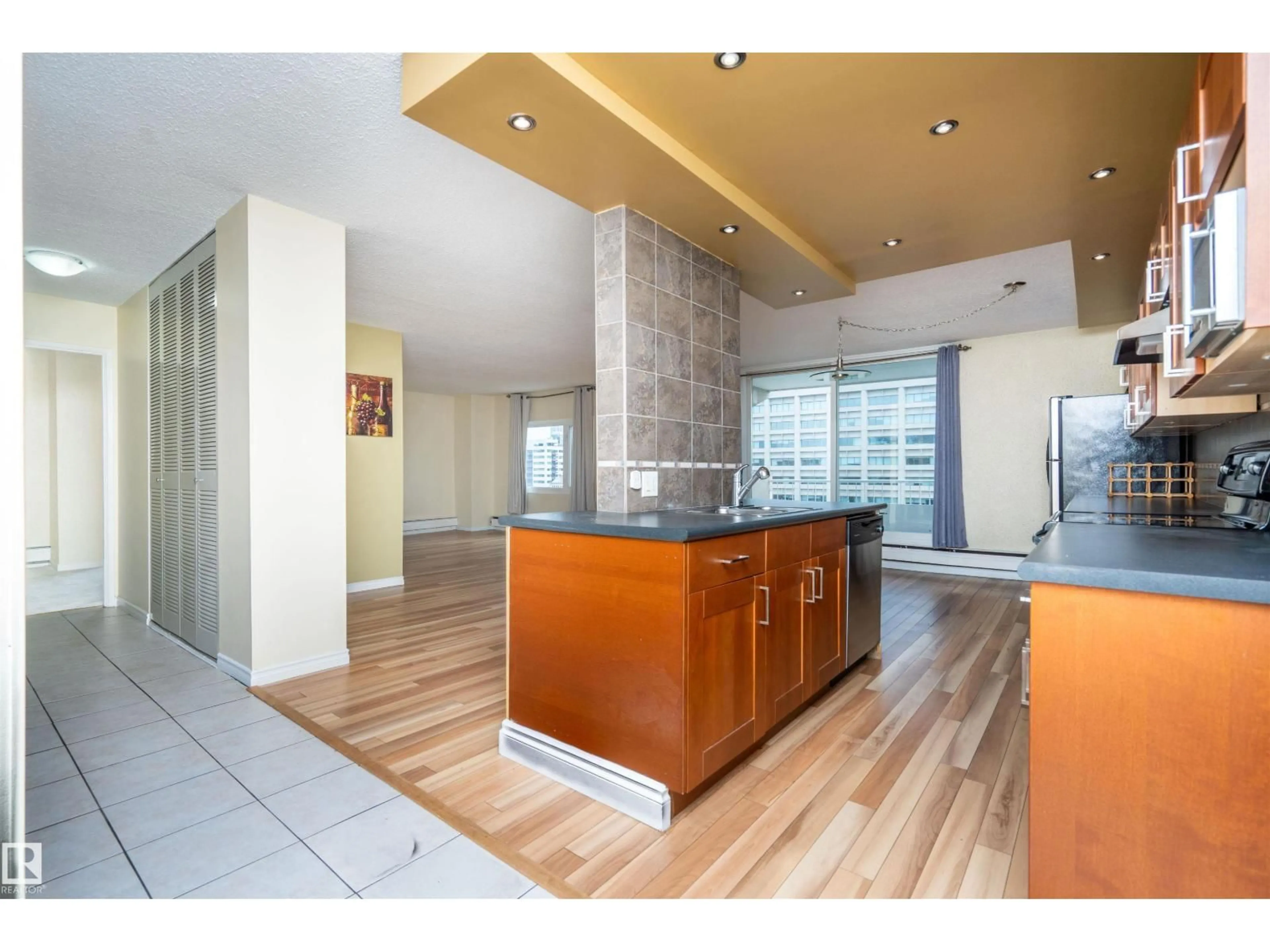 Open concept kitchen, ceramic/tile floor for 9909 - 1101 110 ST, Edmonton Alberta T5K2E5