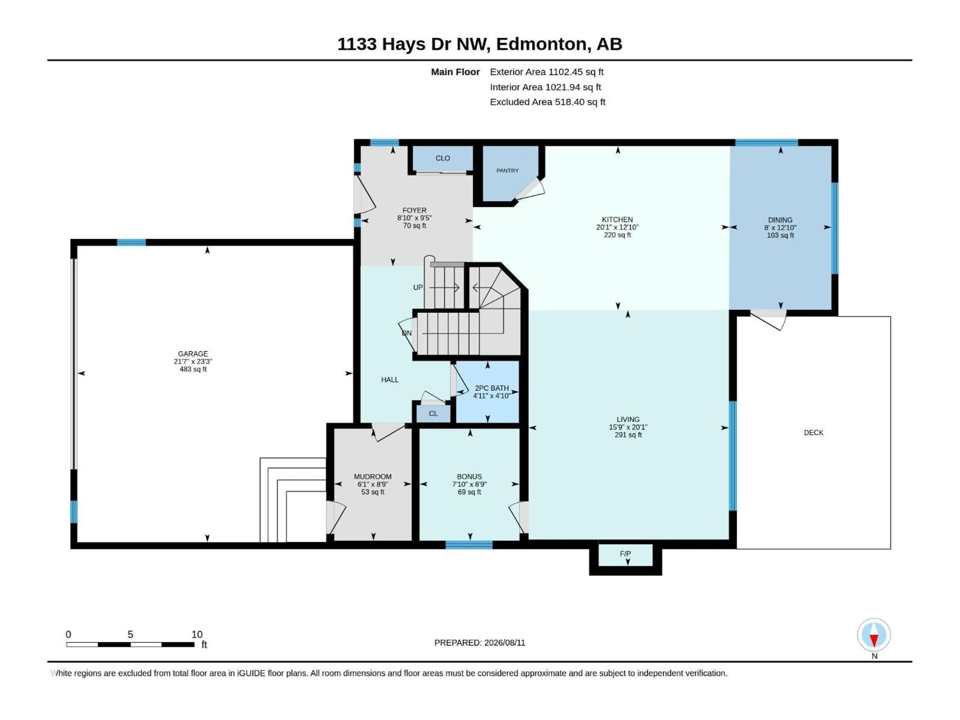 Floor plan for 1133 HAYS DR, Edmonton Alberta T6M0M2