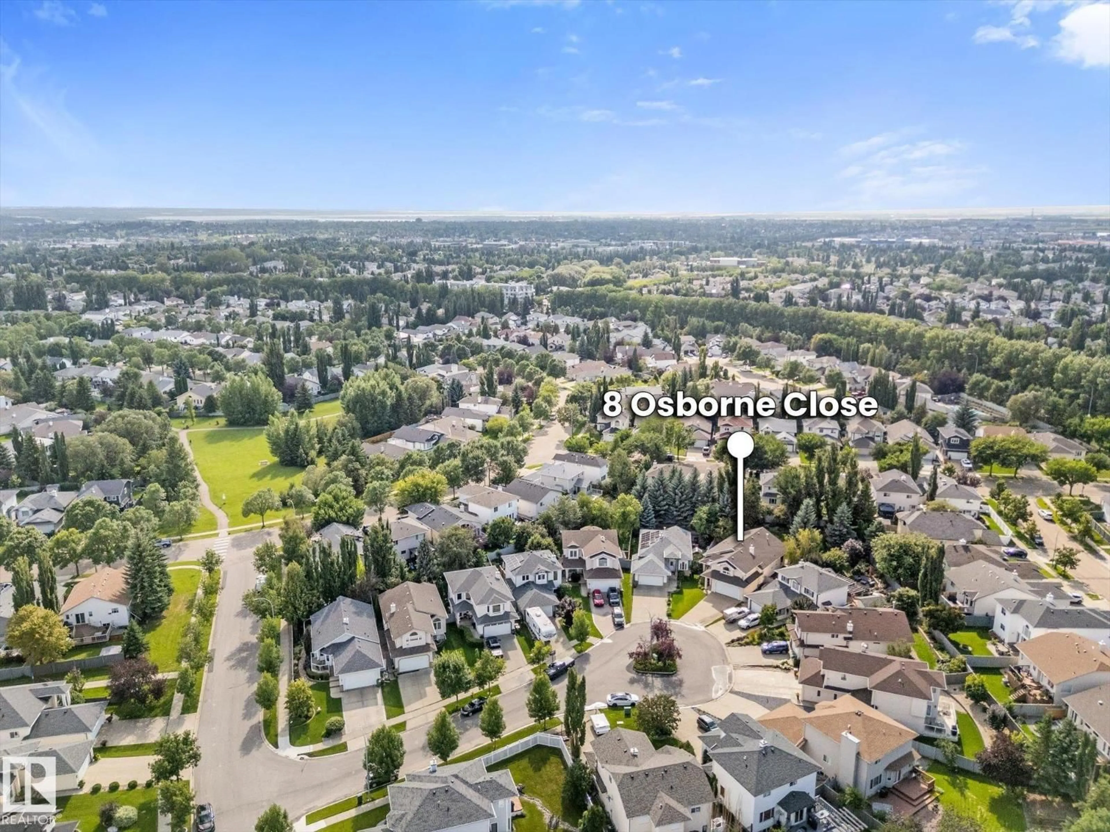 A pic from outside/outdoor area/front of a property/back of a property/a pic from drone, unknown for 8 OSBORNE CL, St. Albert Alberta T8N6T1