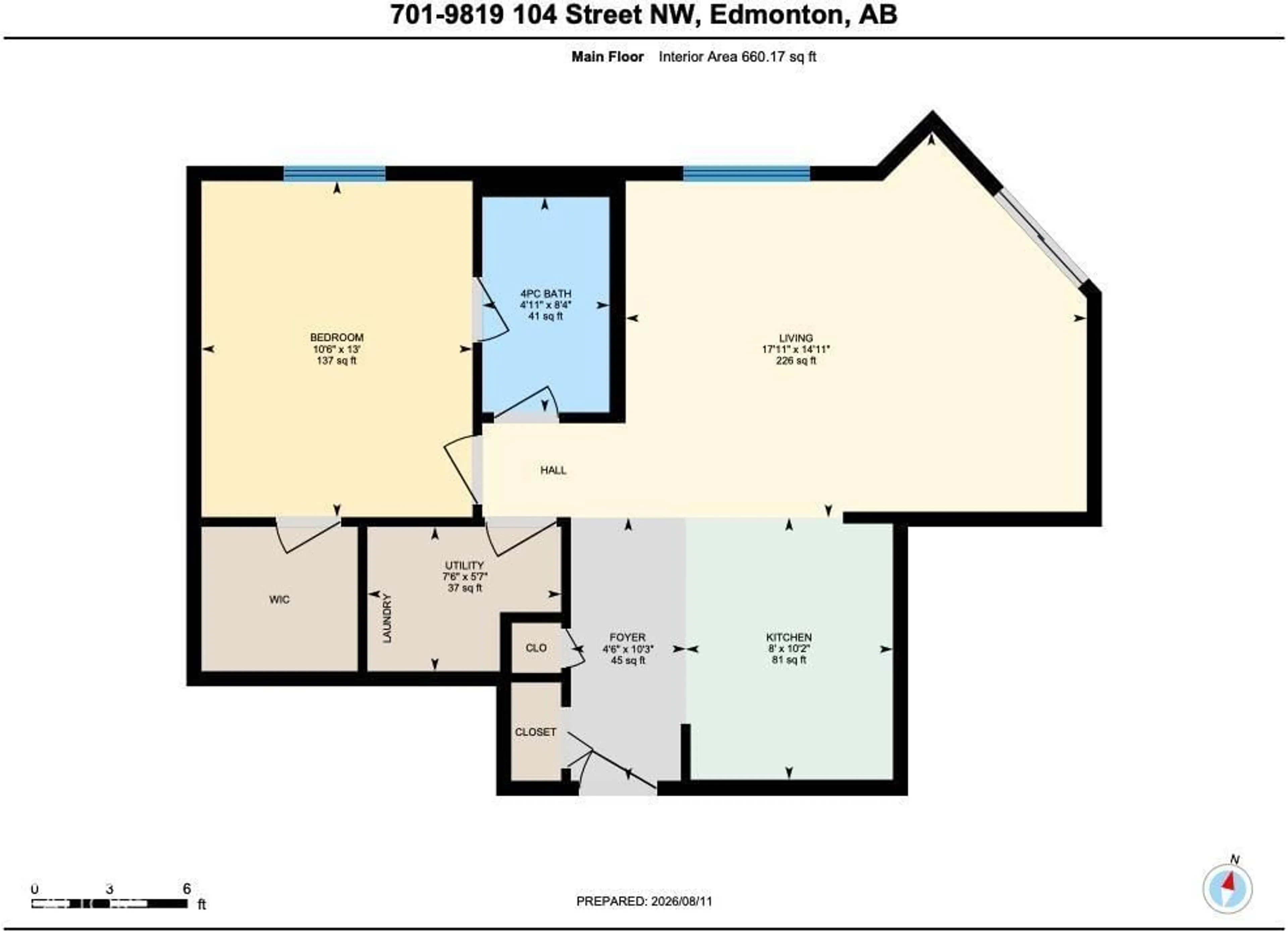 Floor plan for 701 - 9819 104 ST, Edmonton Alberta T5K0Y8
