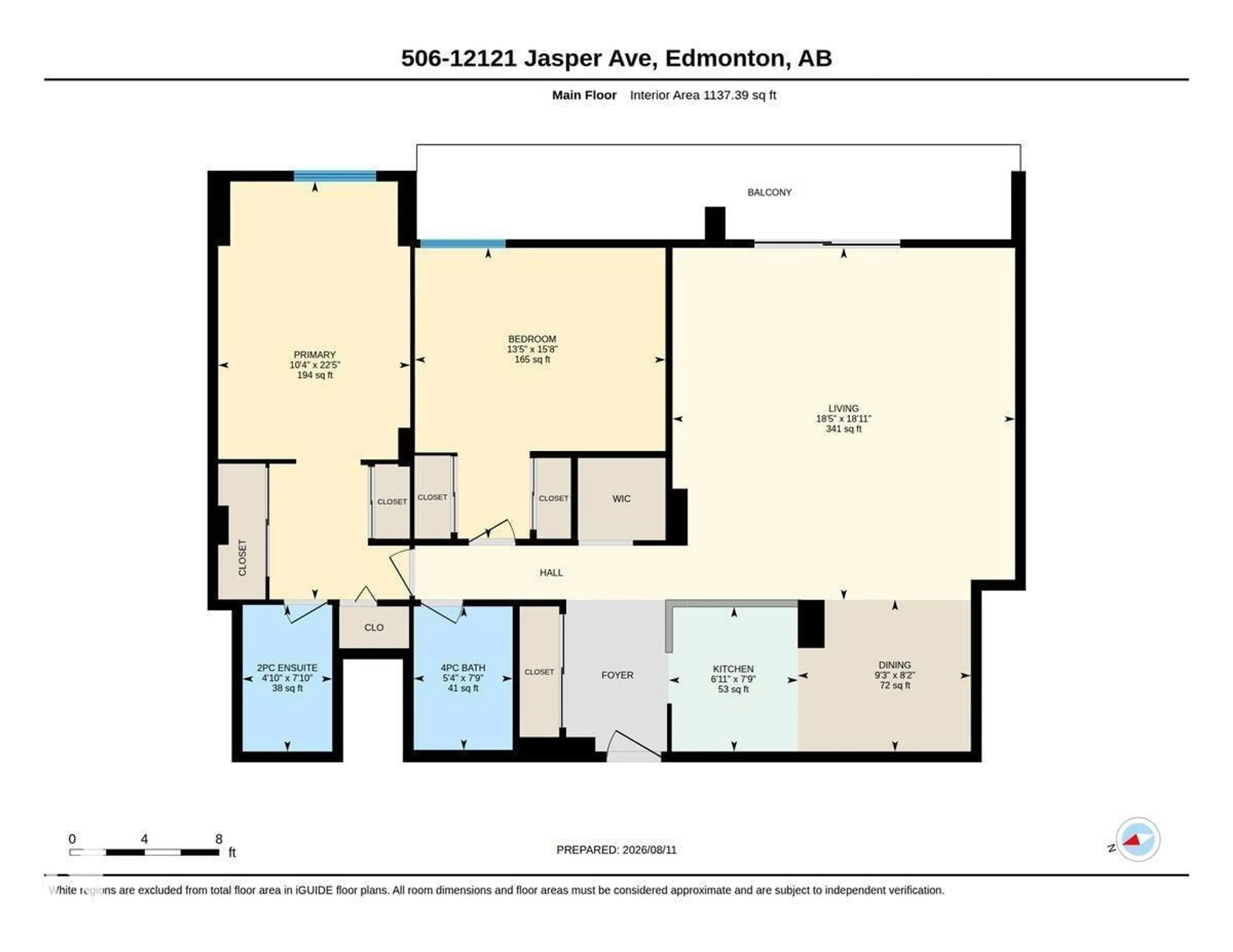 Floor plan for 506 - 12121 JASPER AV, Edmonton Alberta T5N3X7