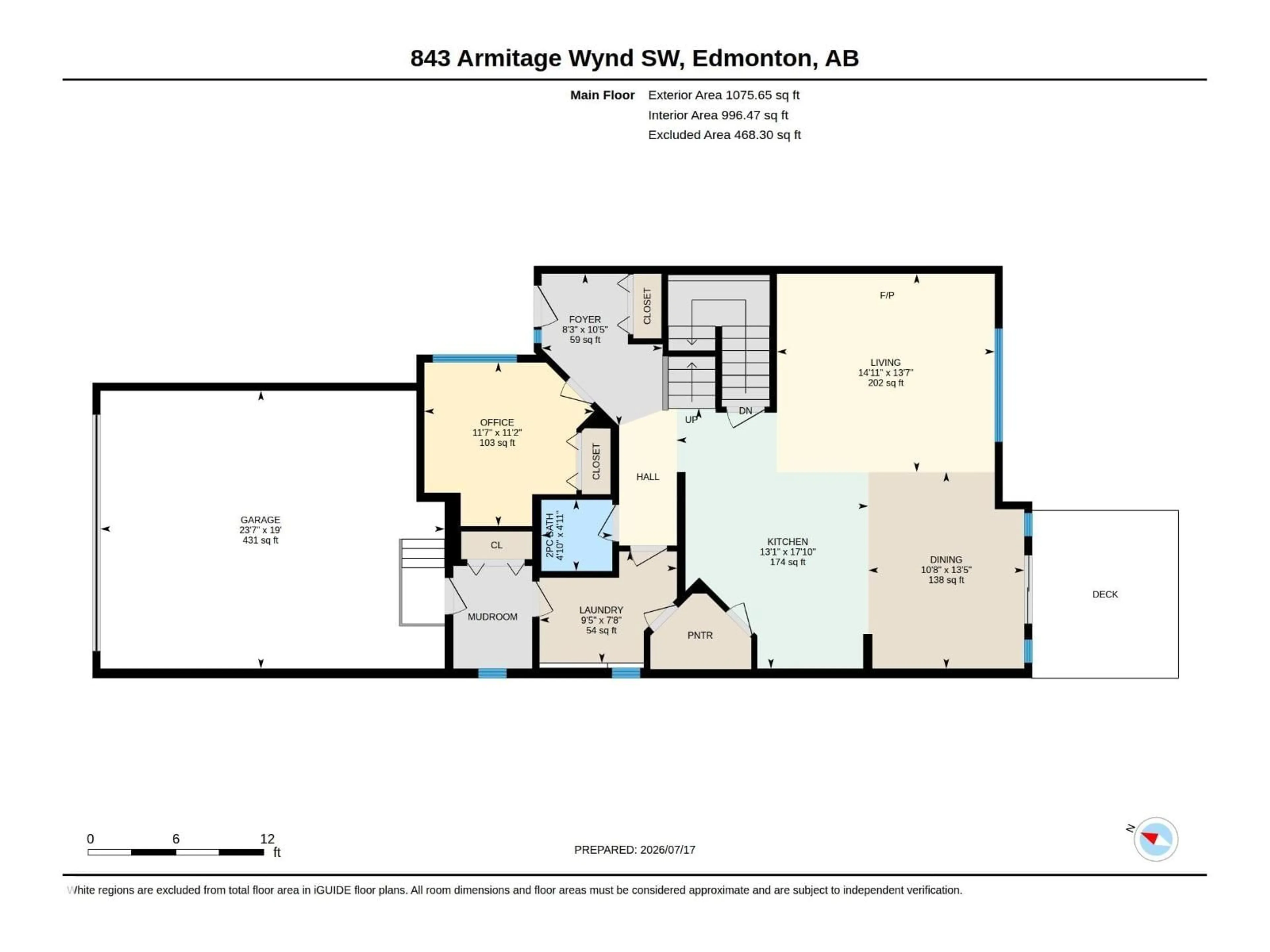 Floor plan for SW - 843 ARMITAGE WD, Edmonton Alberta T6W0K4