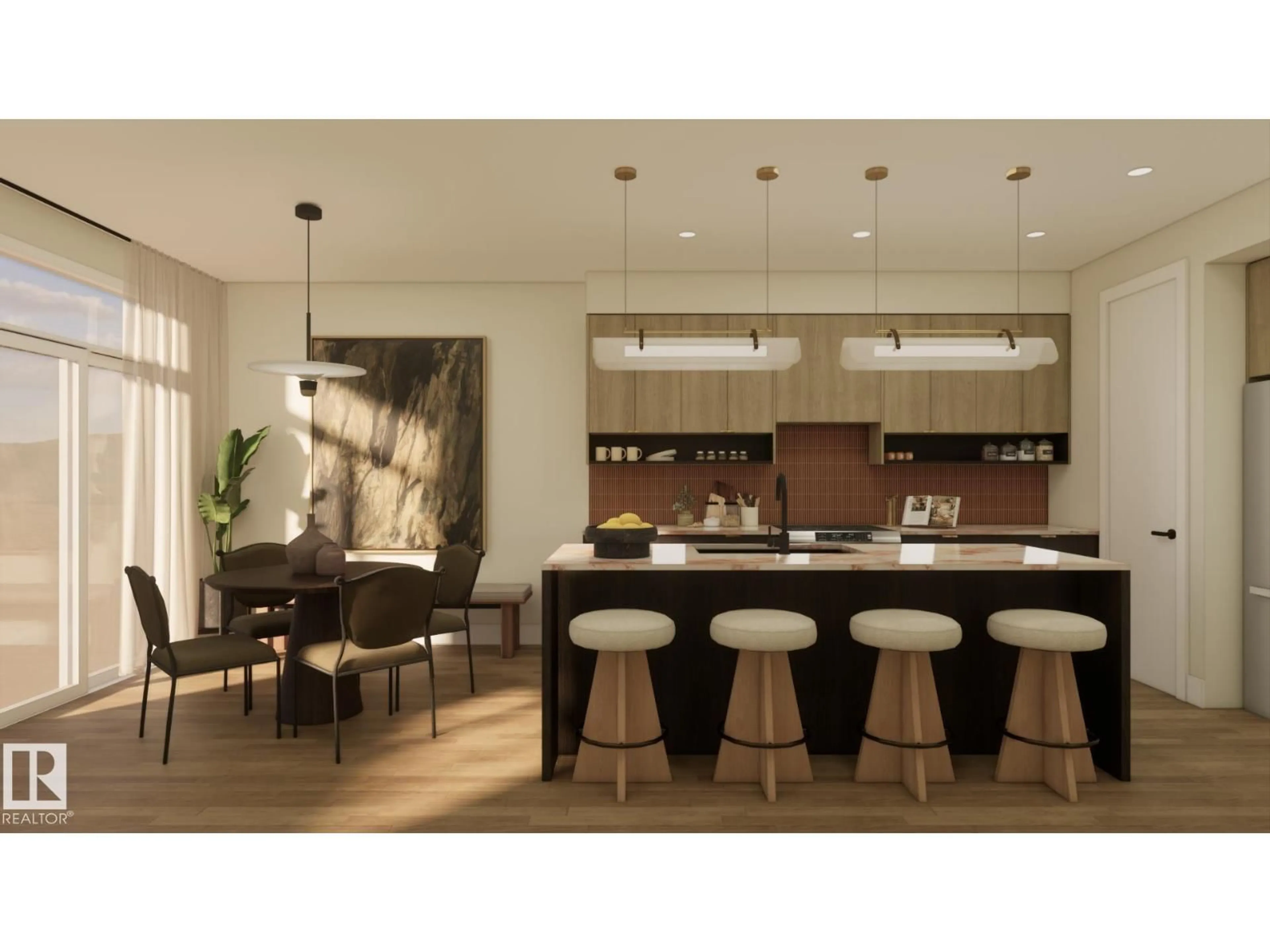 Open concept kitchen, wood/laminate floor for 57 CHEVAL CL, Sherwood Park Alberta T8H2Z3