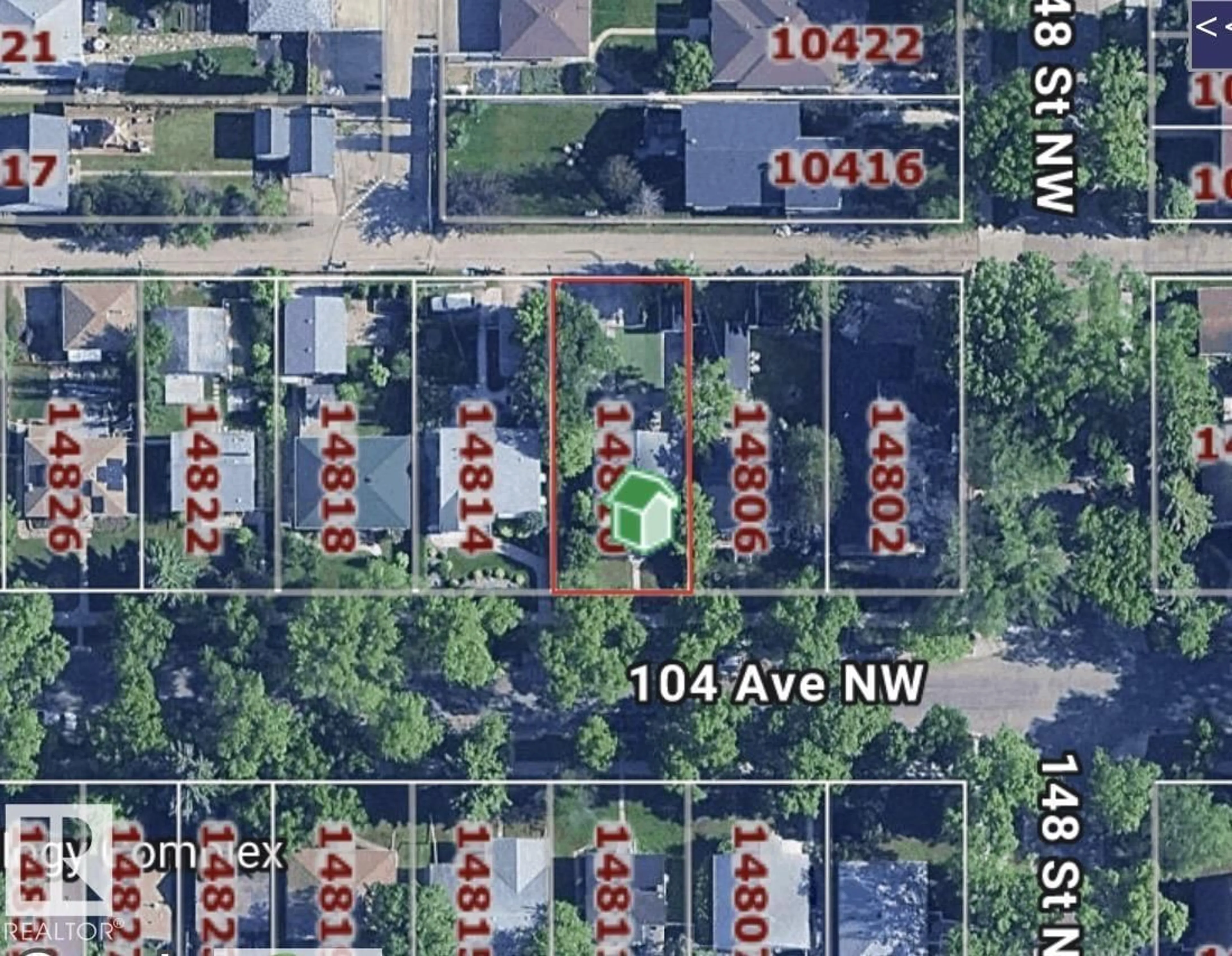 A pic from outside/outdoor area/front of a property/back of a property/a pic from drone, street for 14810 104 AV, Edmonton Alberta T5N0X7
