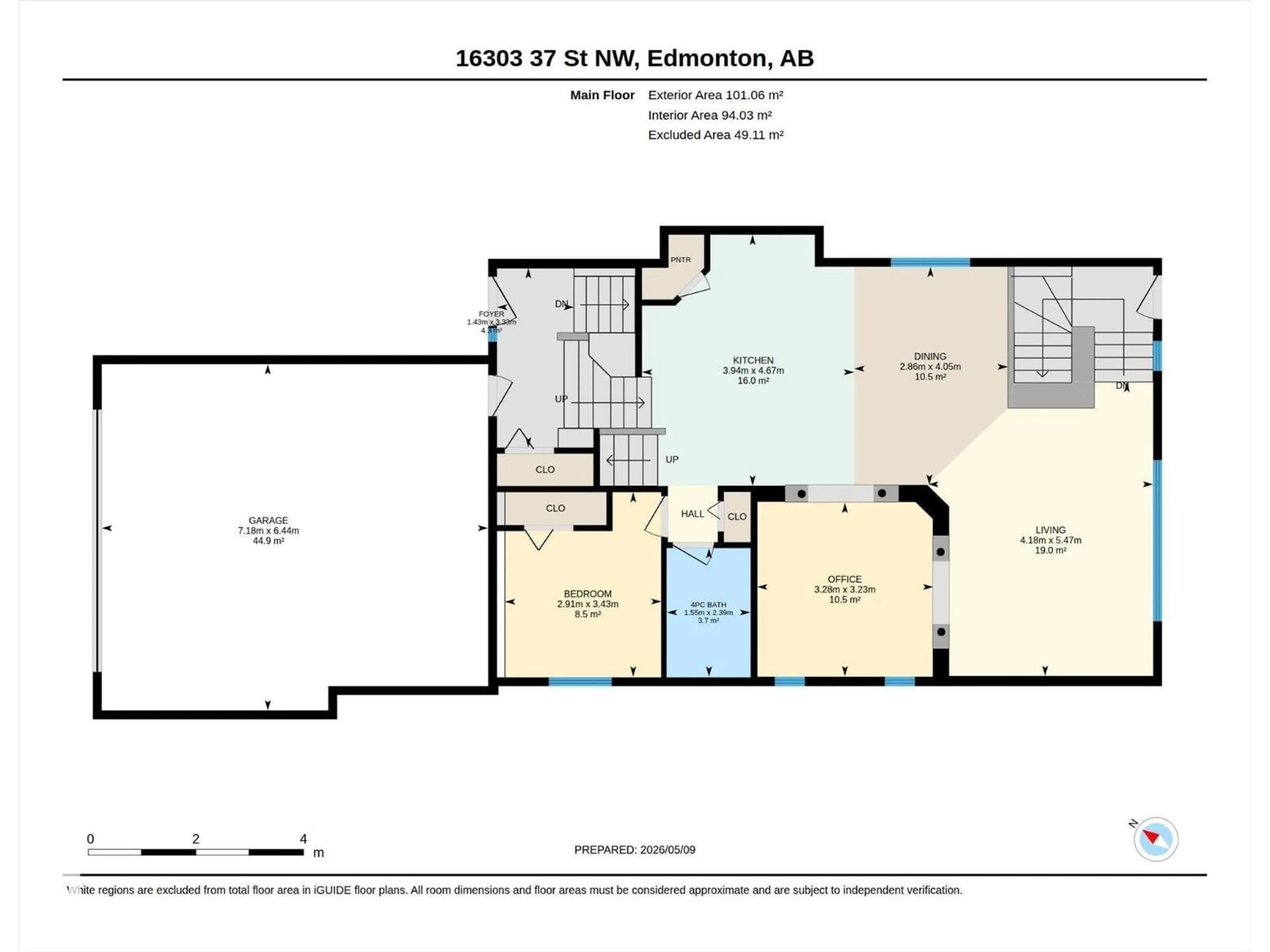 Floor plan for NW - 16303 37 ST, Edmonton Alberta T5Y0H9