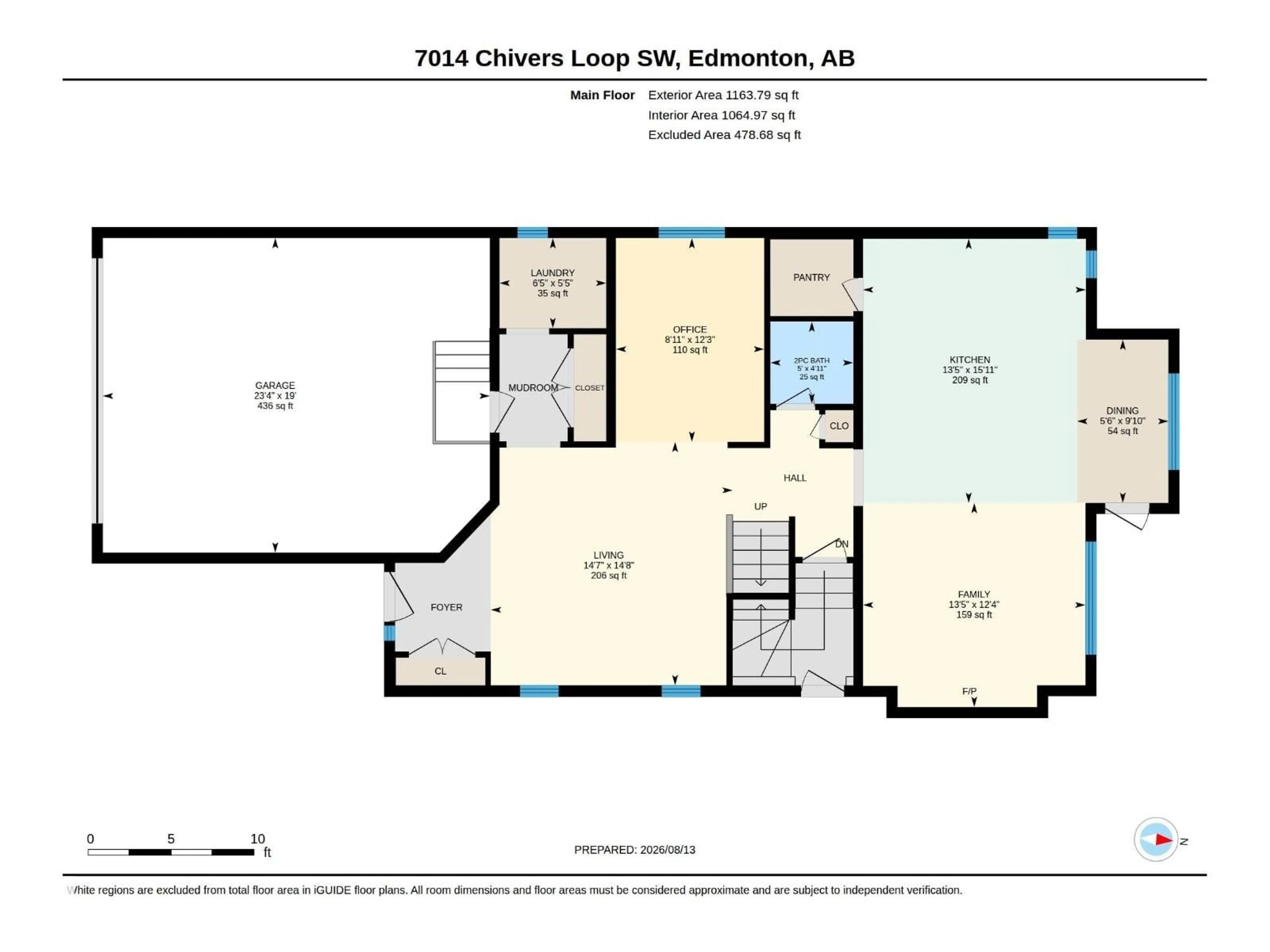 Floor plan for SW SW - 7014 CHIVERS LO, Edmonton Alberta T6W3Y7