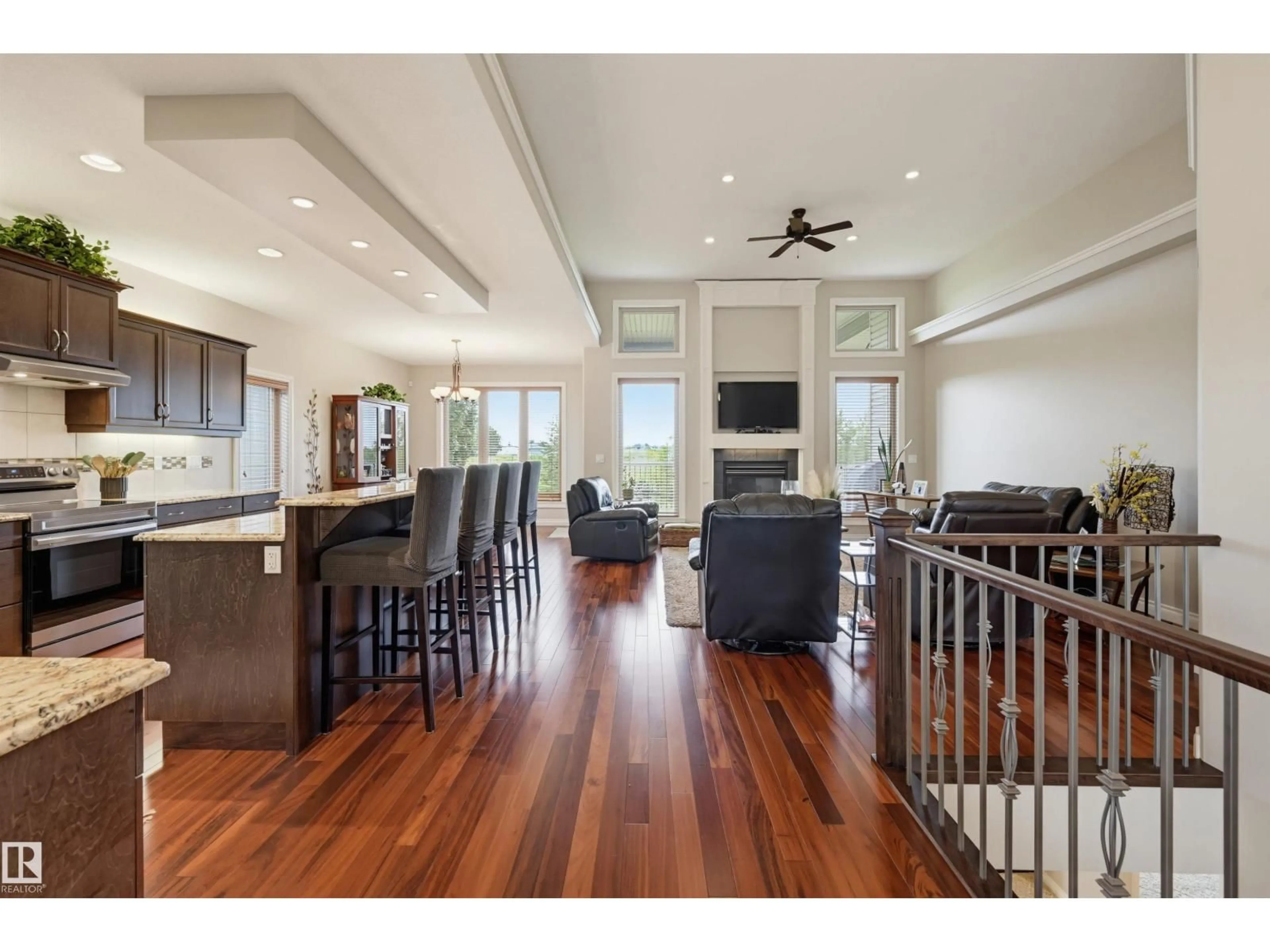 Open concept kitchen, wood/laminate floor for 49 DANFIELD PL, Spruce Grove Alberta T7X0A3