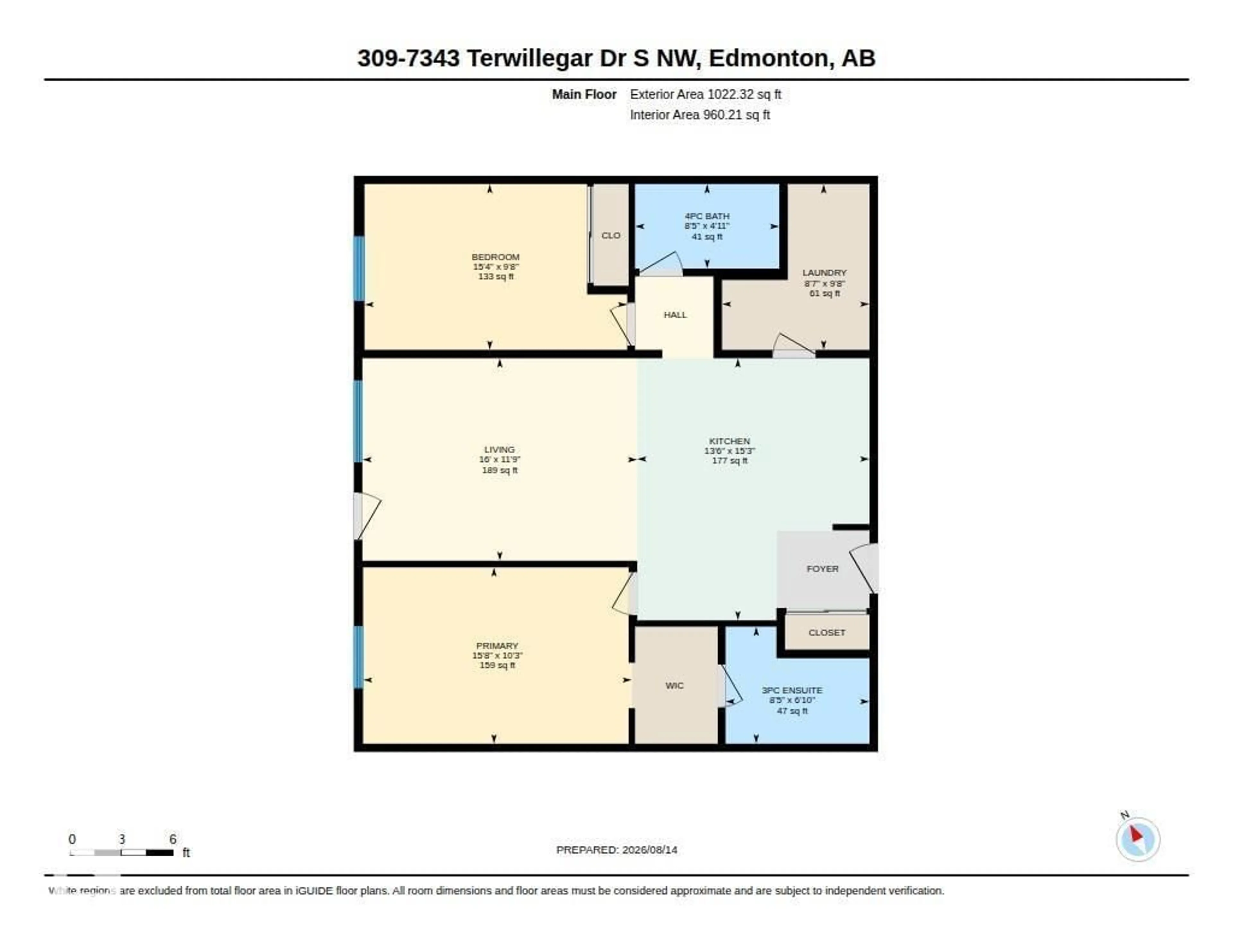 Floor plan for 2309 - 7343 SOUTH TERWILLEGAR DR, Edmonton Alberta T6R0M2