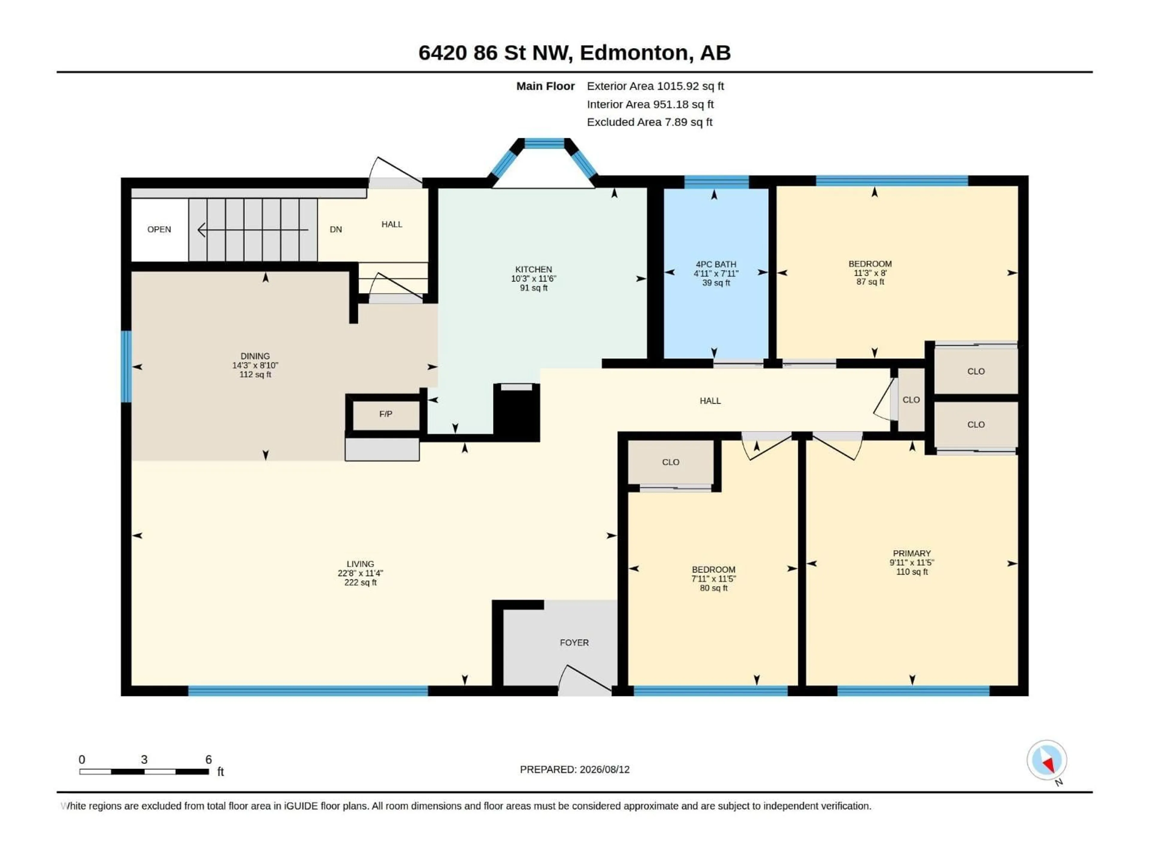 Floor plan for NW - 6420 86 ST, Edmonton Alberta T6E2X9
