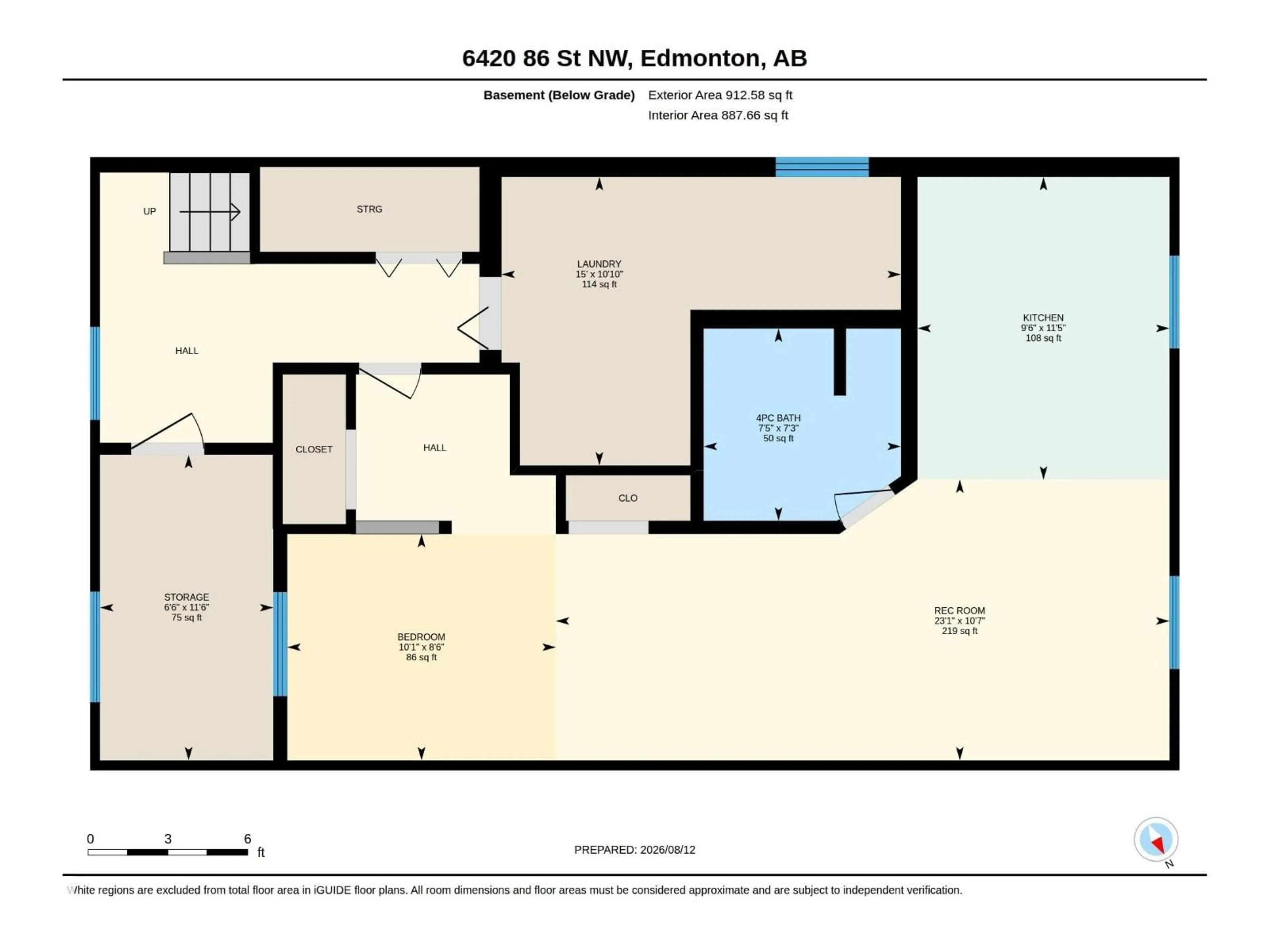 Floor plan for NW - 6420 86 ST, Edmonton Alberta T6E2X9