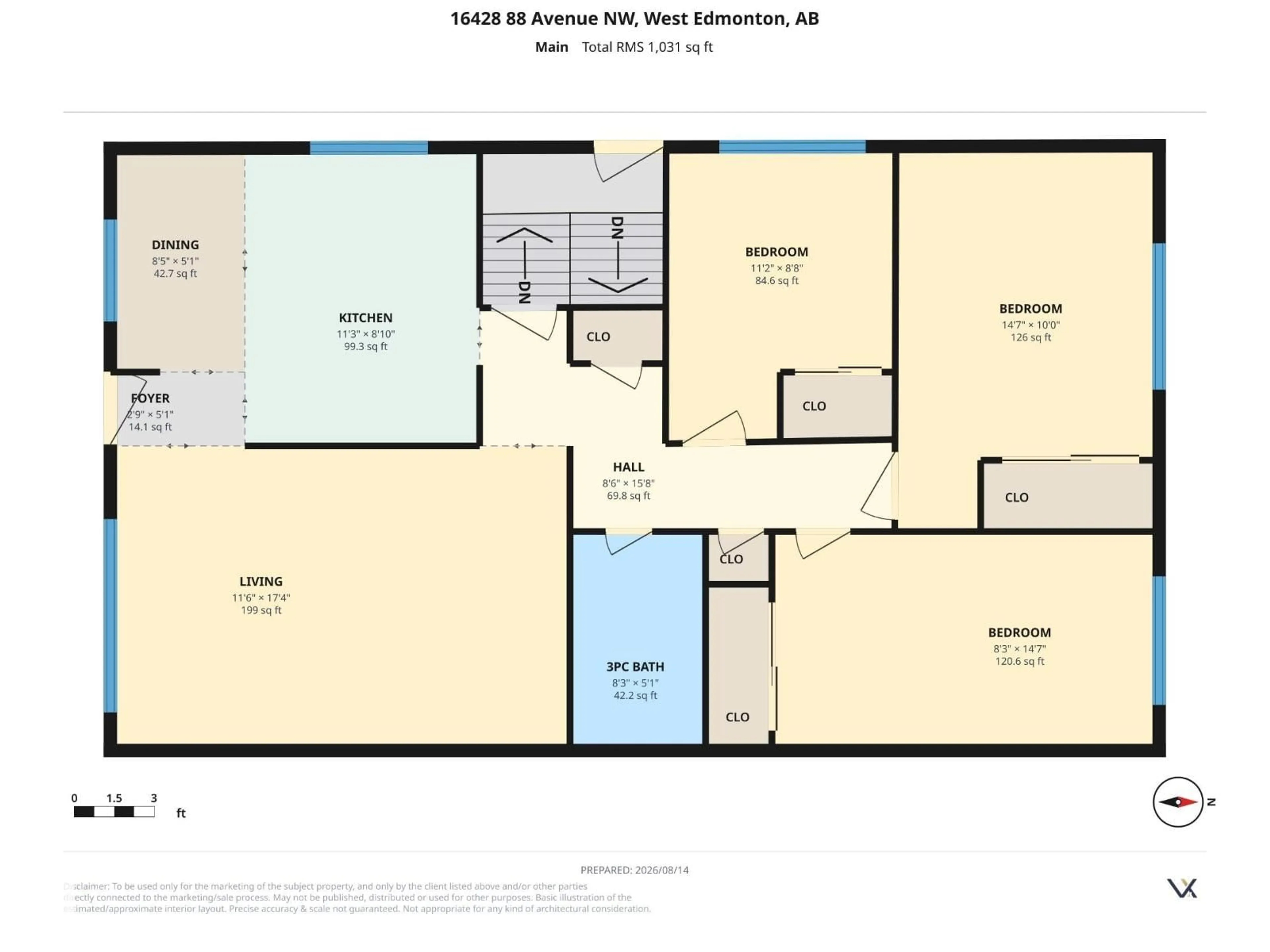 Floor plan for NW - 16428 88 AV, Edmonton Alberta T5R4M7