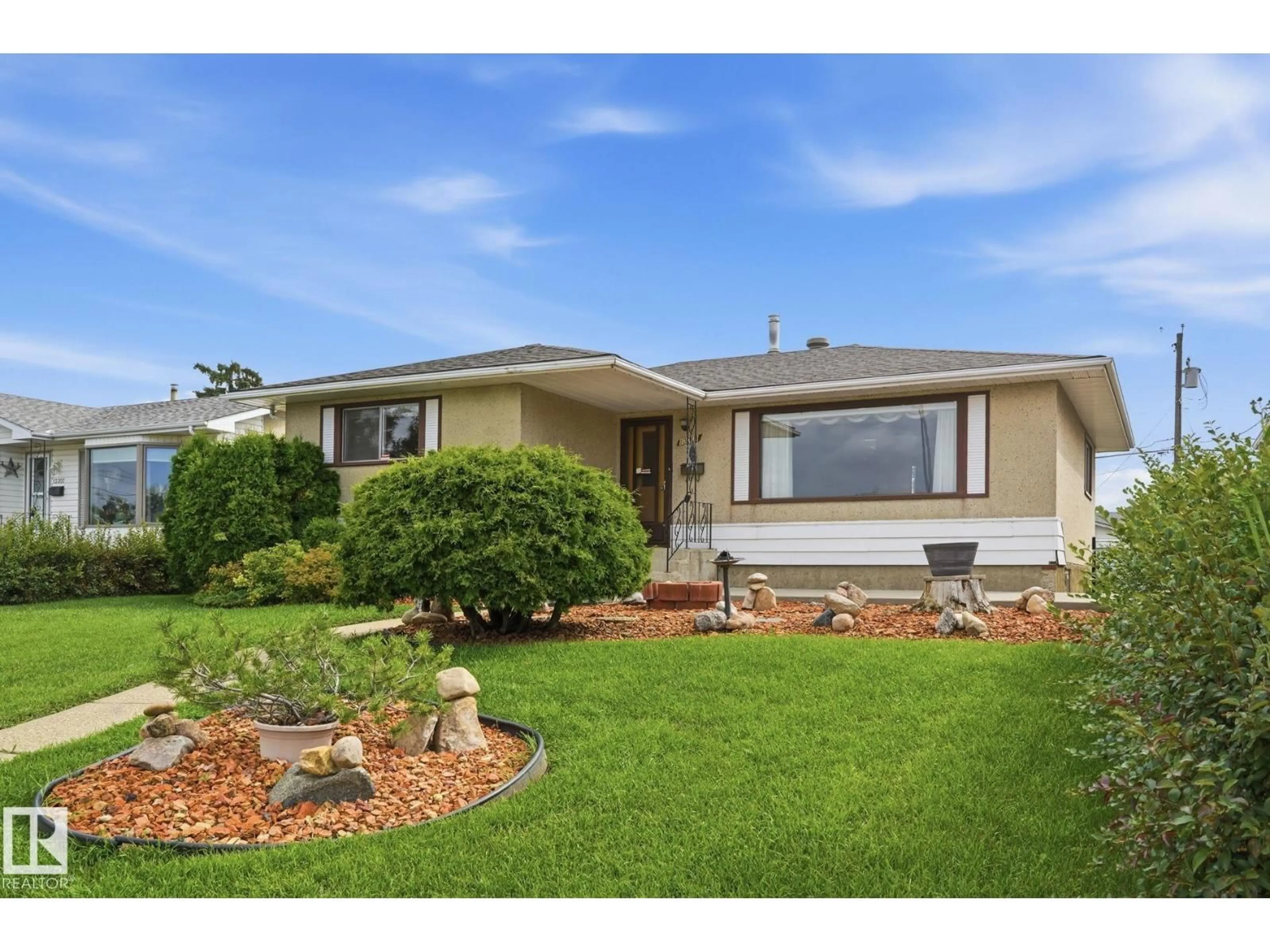 Home with vinyl exterior material, street for 13303 DELWOOD RD, Edmonton Alberta T5C3B5